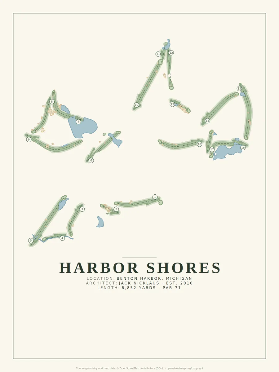Harbor Shores golf course map poster print