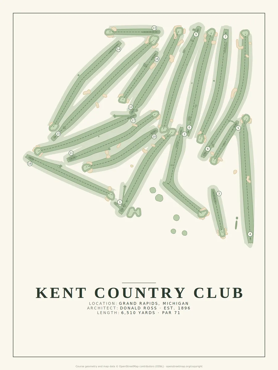 Kent Country Club golf course map poster print