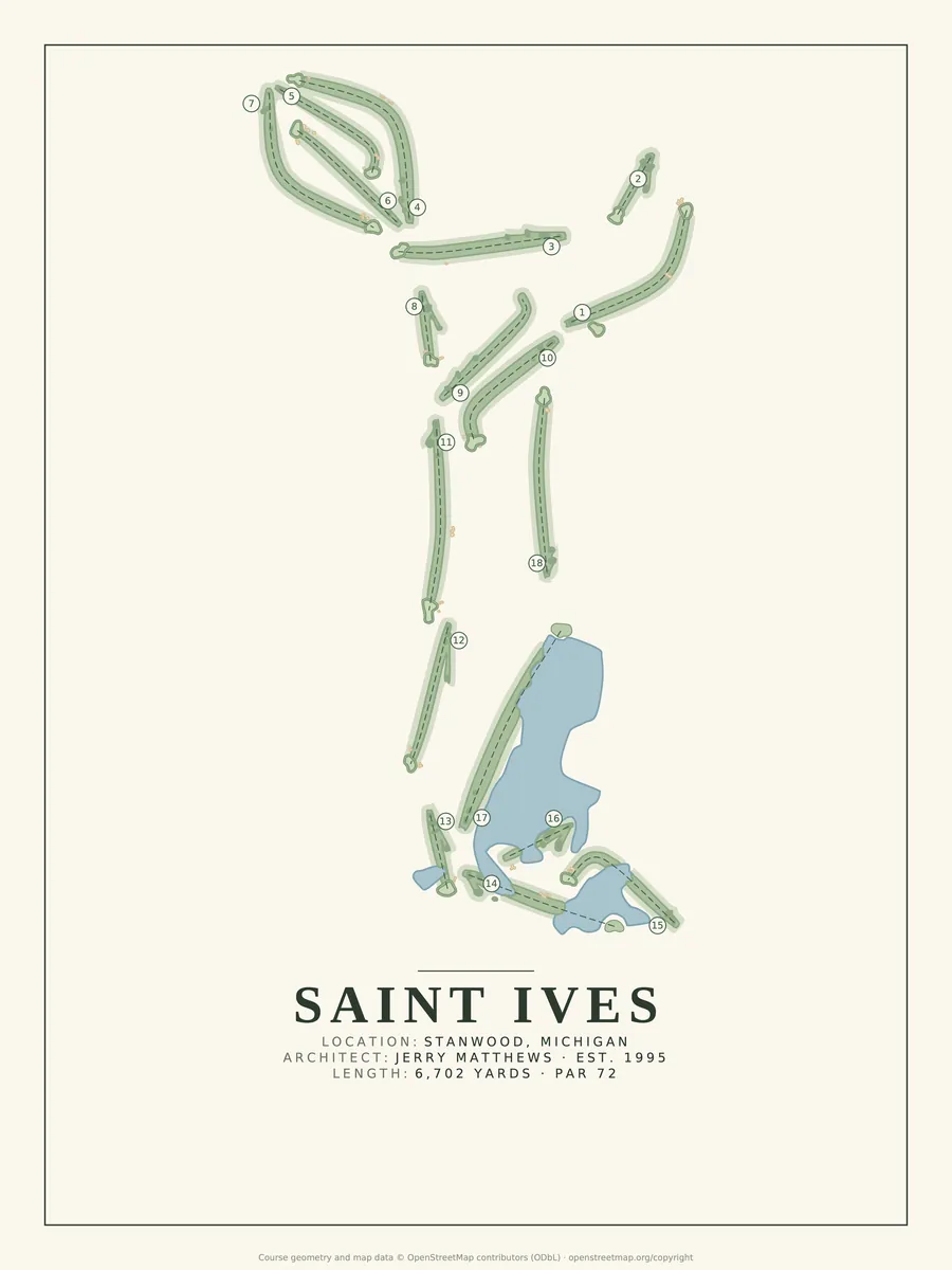 Saint Ives golf course map poster print