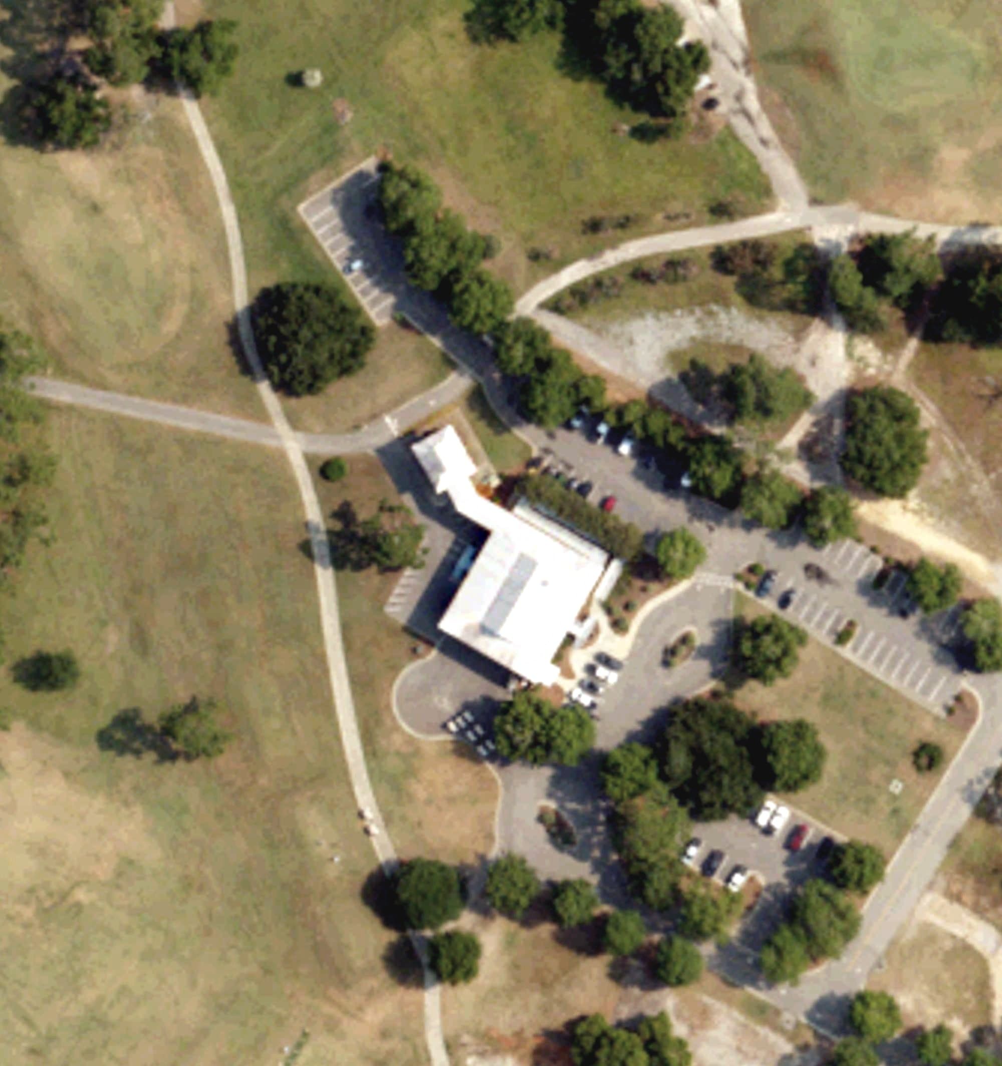 Aerial view of Gulf Shores Gulf Club, AL, with its hole routing marked