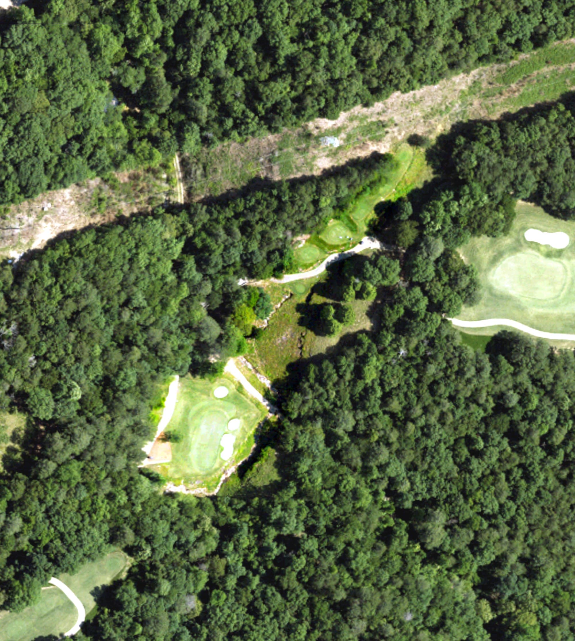 Aerial view of Old Overton Club, AL, with its hole routing marked