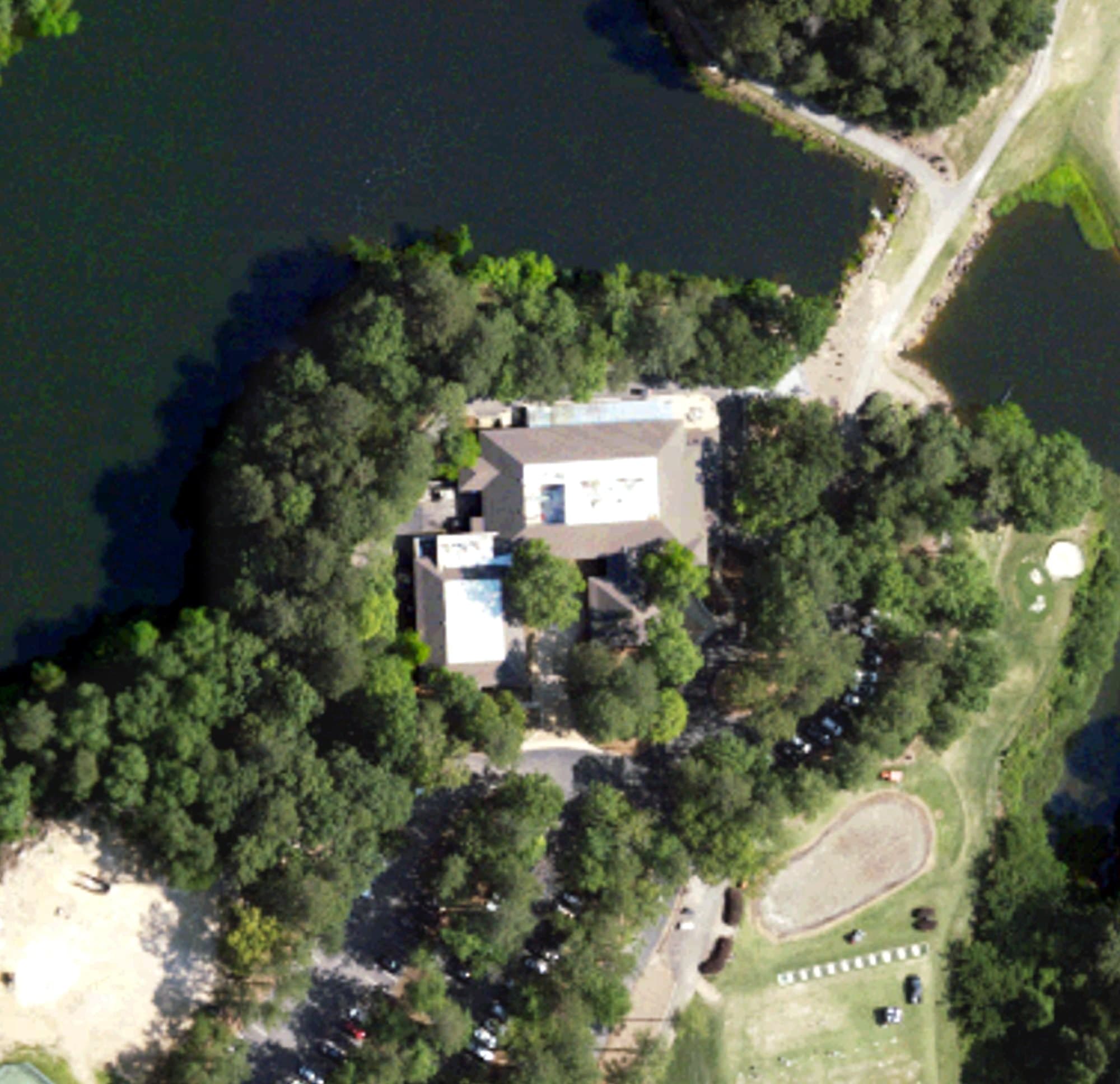 Aerial view of Riverchase Country Club, AL, with its hole routing marked