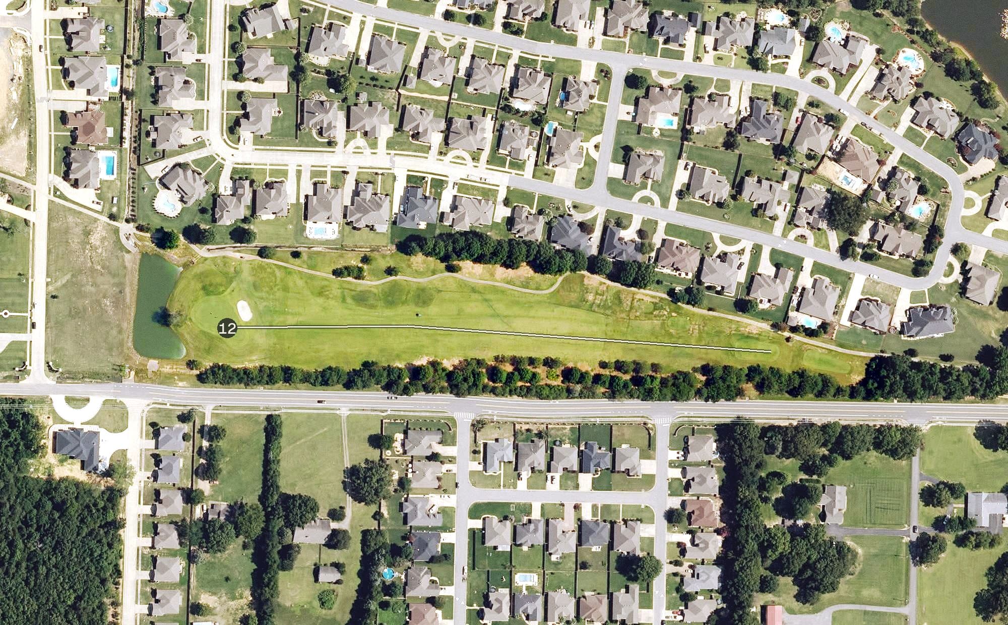 Aerial view of Centennial Valley, AR, with its hole routing marked
