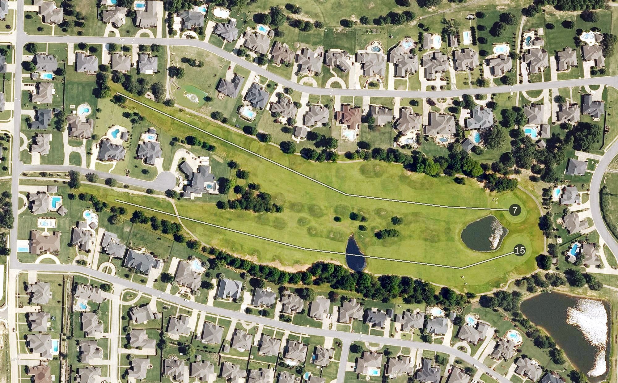 Aerial view of Centennial Valley, AR, with its hole routing marked
