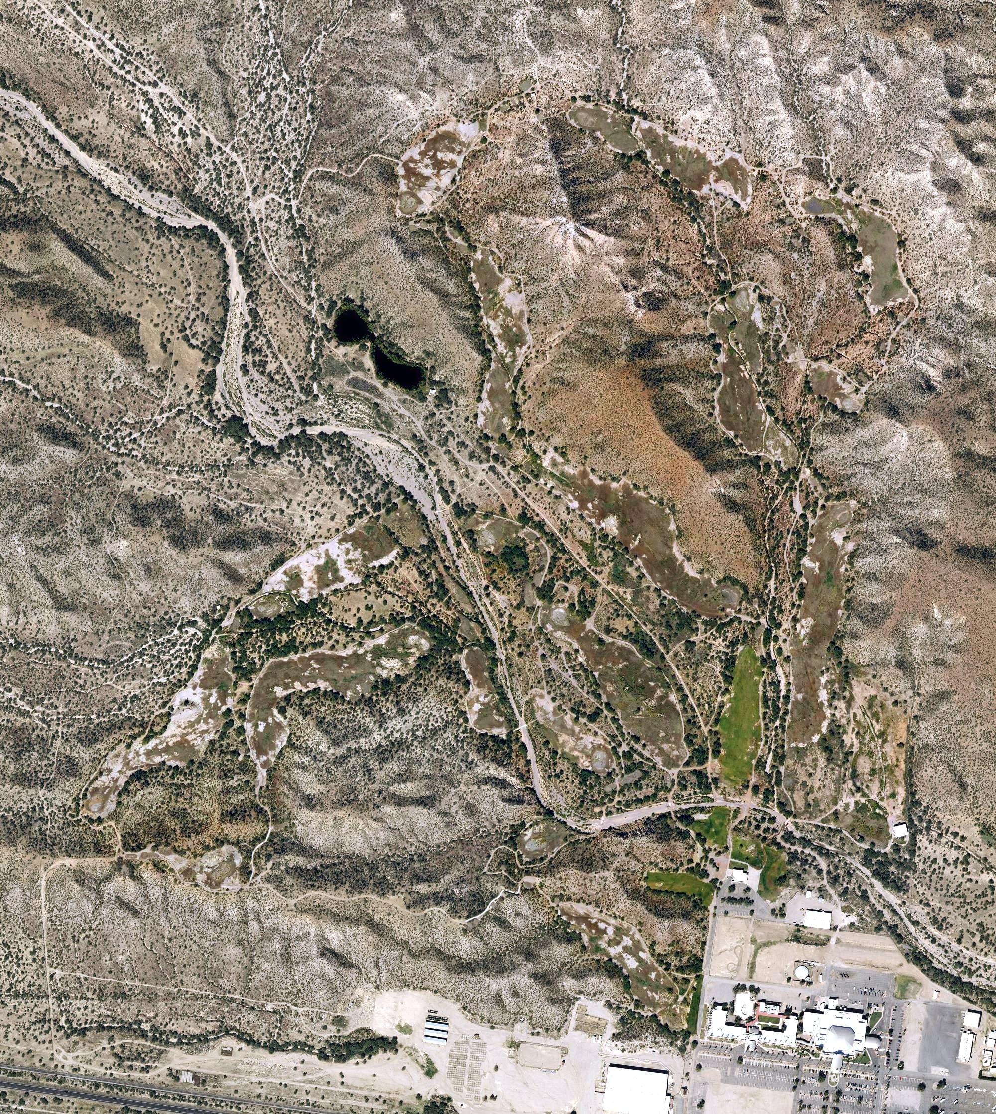 Aerial view of Apache Stronghold Golf Club, AZ, with its hole routing marked