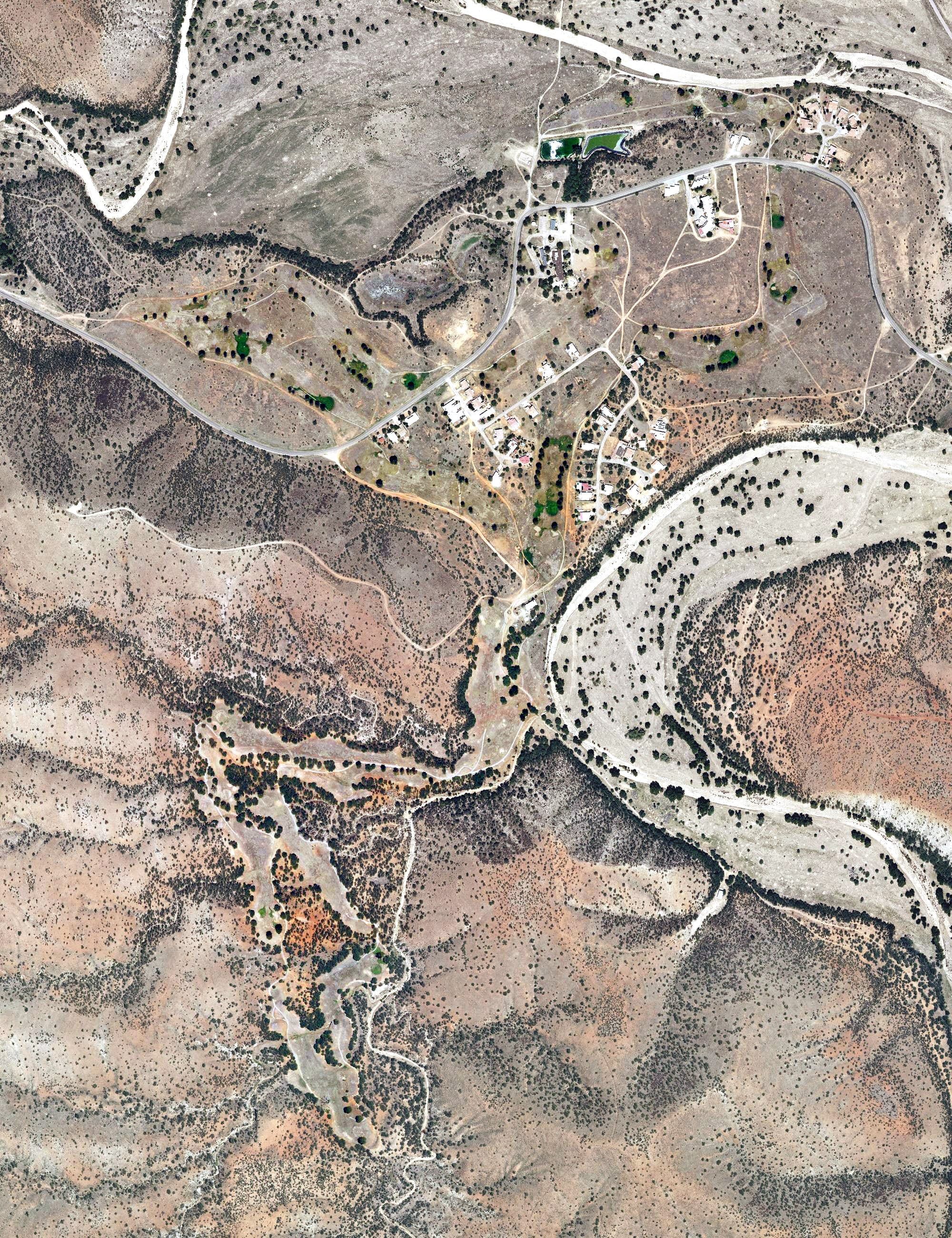 Aerial view of Kino Springs Golf Course, AZ, with its hole routing marked