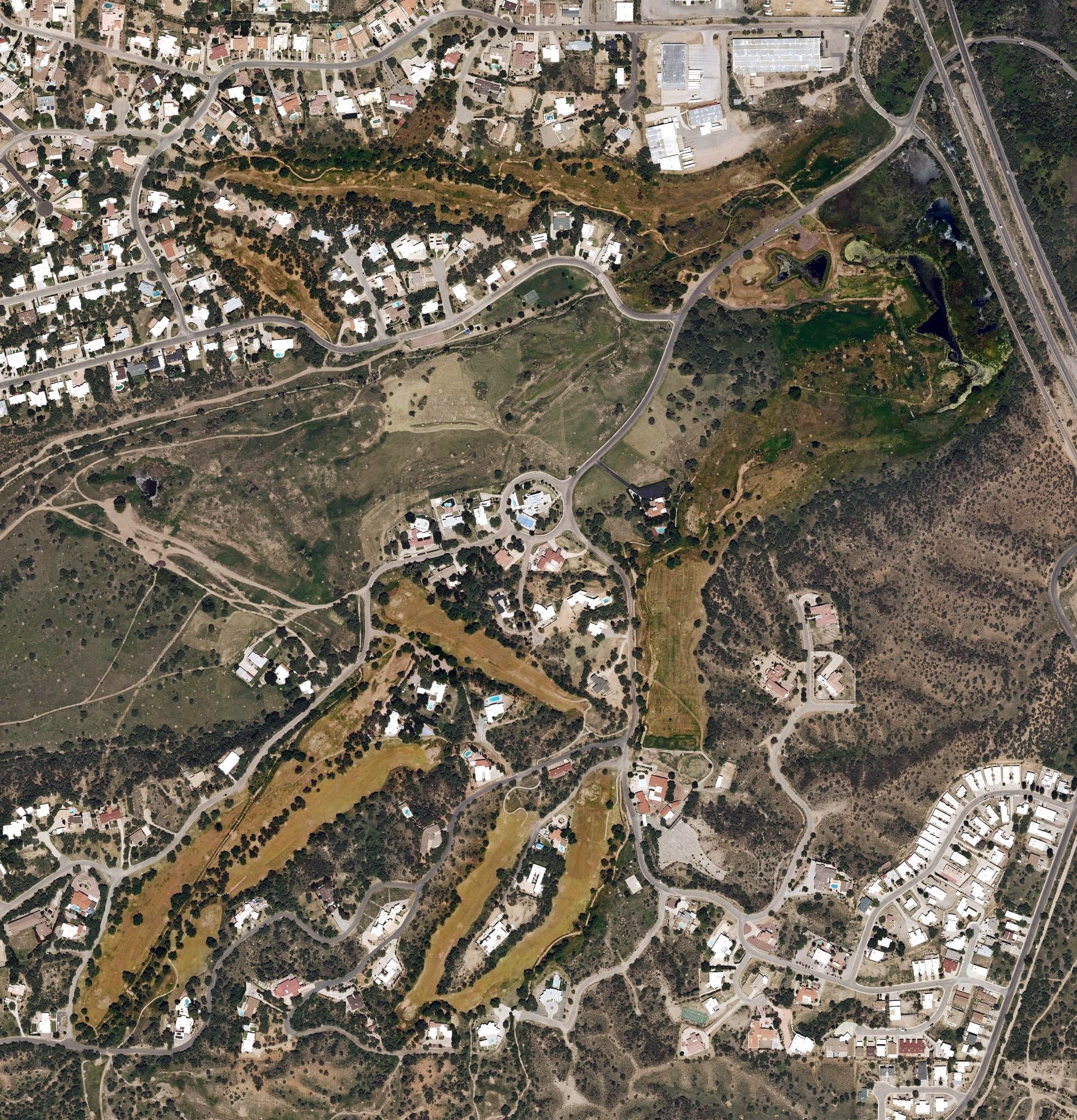 Aerial view of Palo Duro Creek Golf Course, AZ, with its hole routing marked