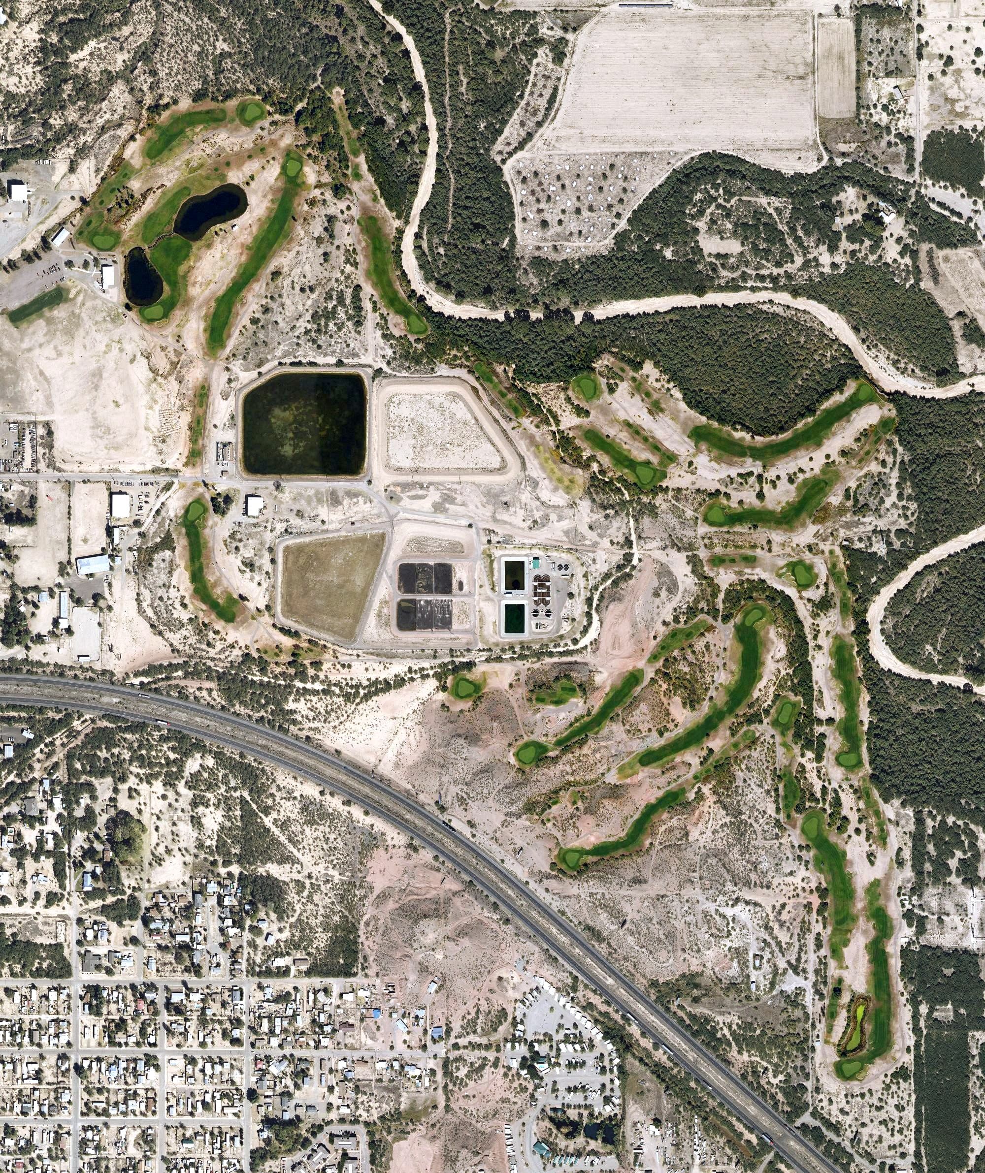 Aerial view of San Pedro Golf Course, AZ, with its hole routing marked