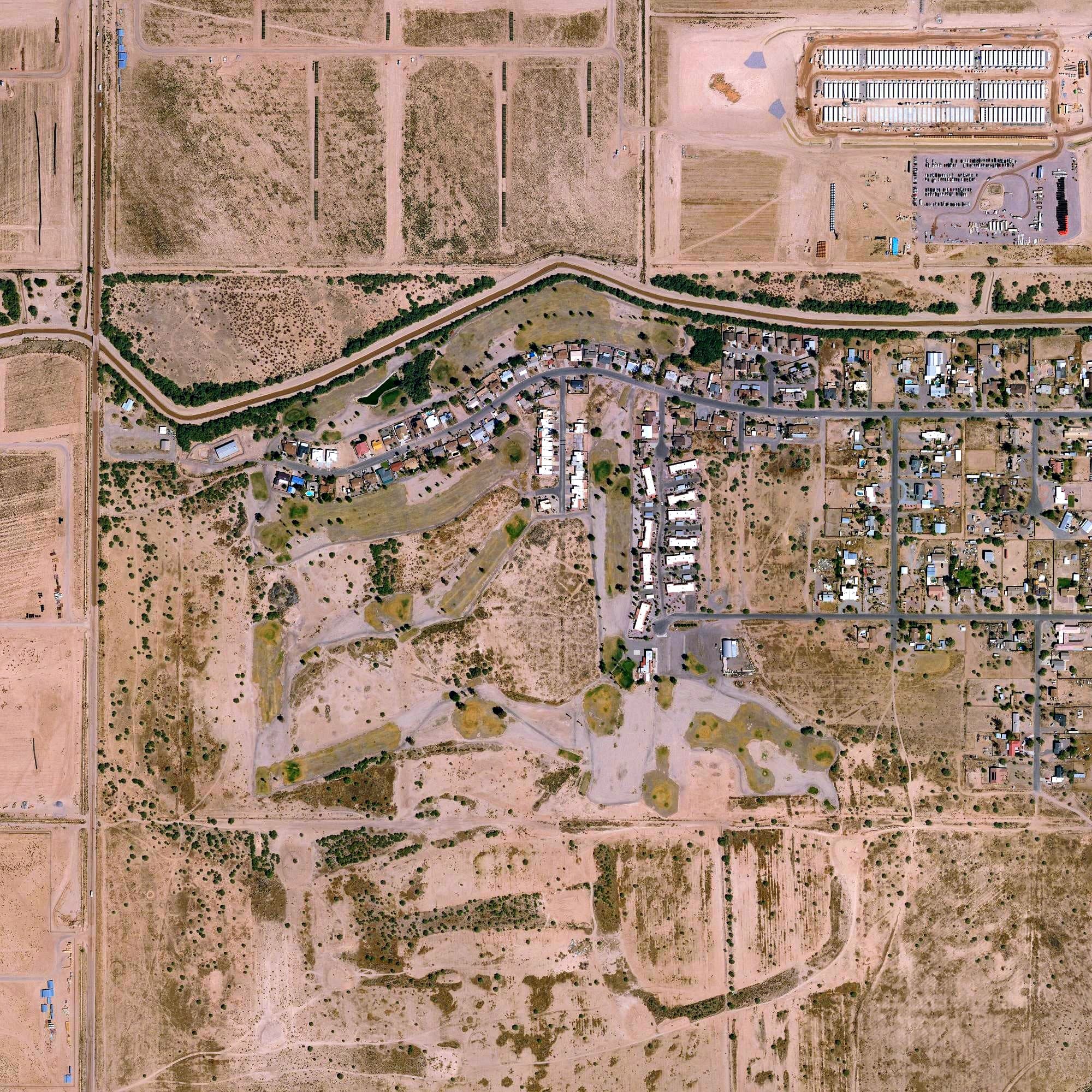 Aerial view of Tierra Grande Golf Club, AZ, with its hole routing marked