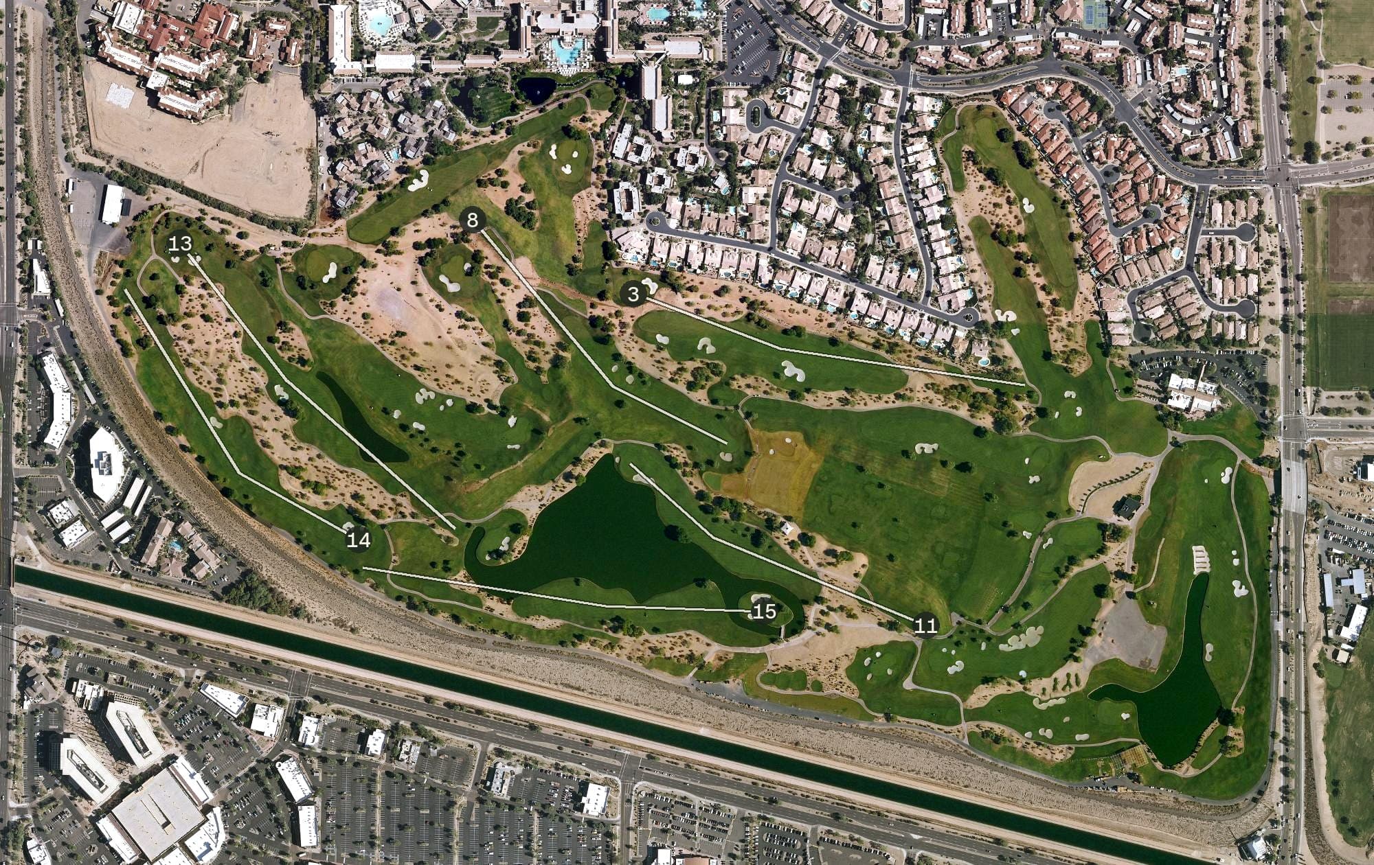 Aerial view of TPC Scottsdale Stadium Course, AZ