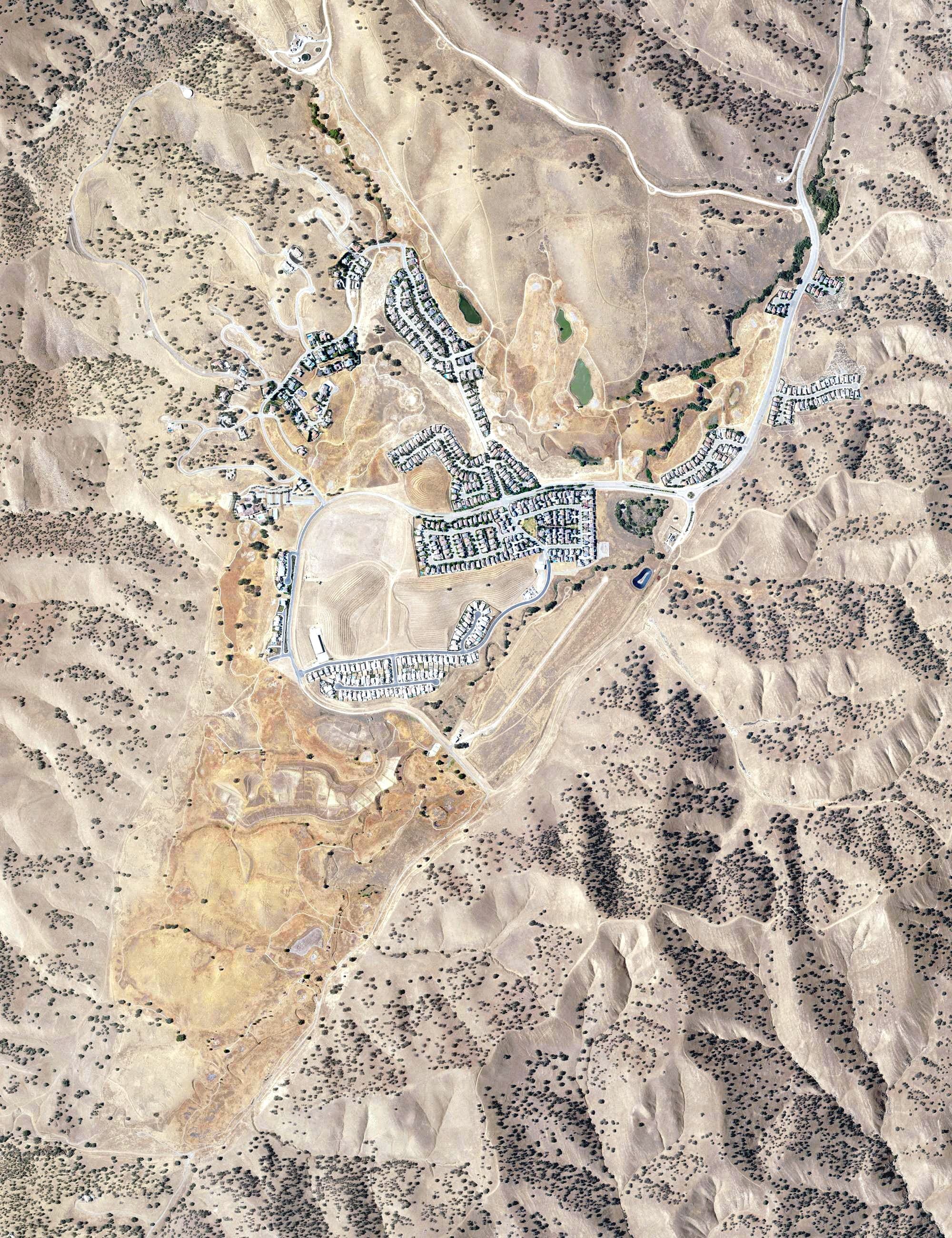 Aerial view of Diablo Grande Resort, CA, with its hole routing marked