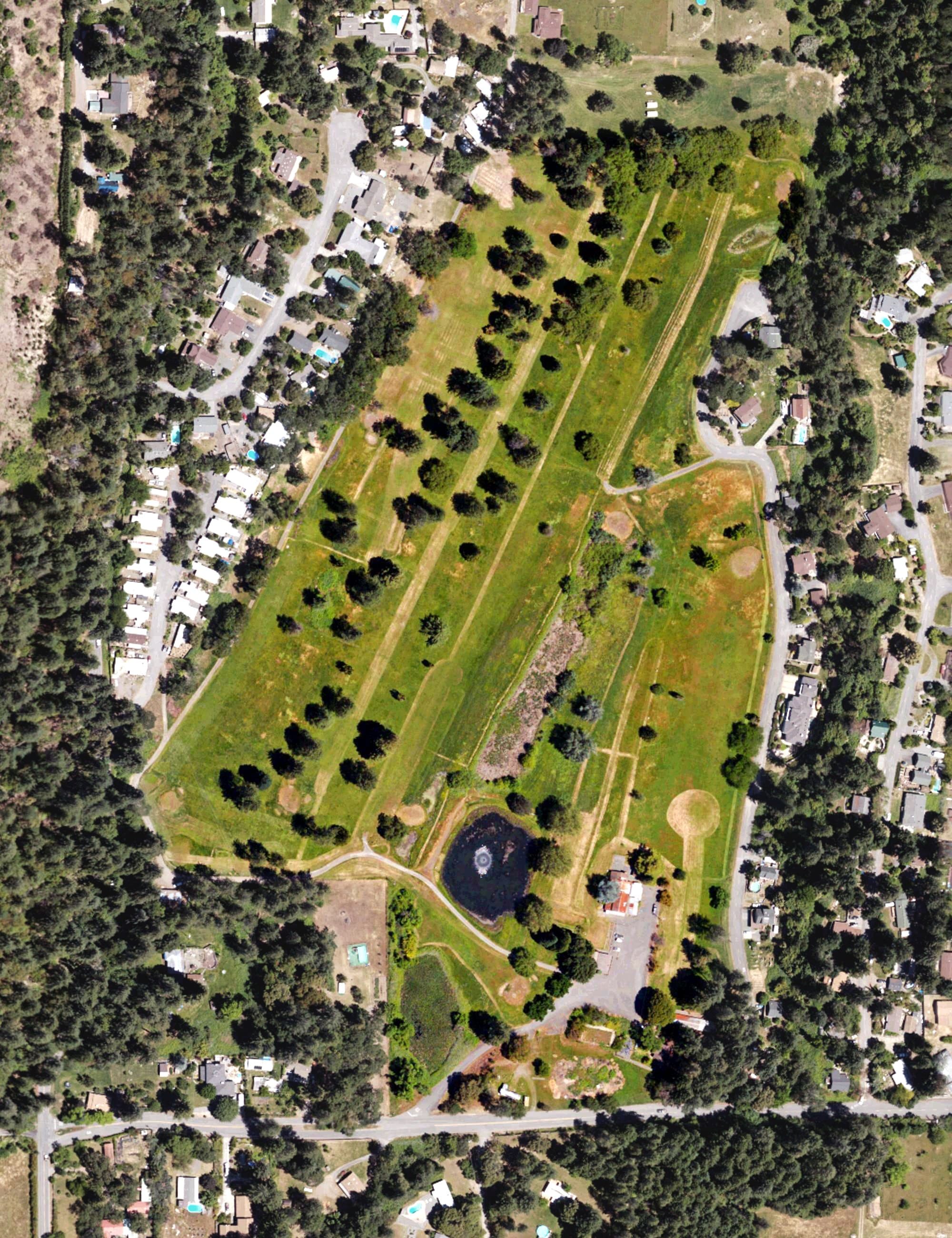 Aerial view of Yurok Golf Club, CA, with its hole routing marked