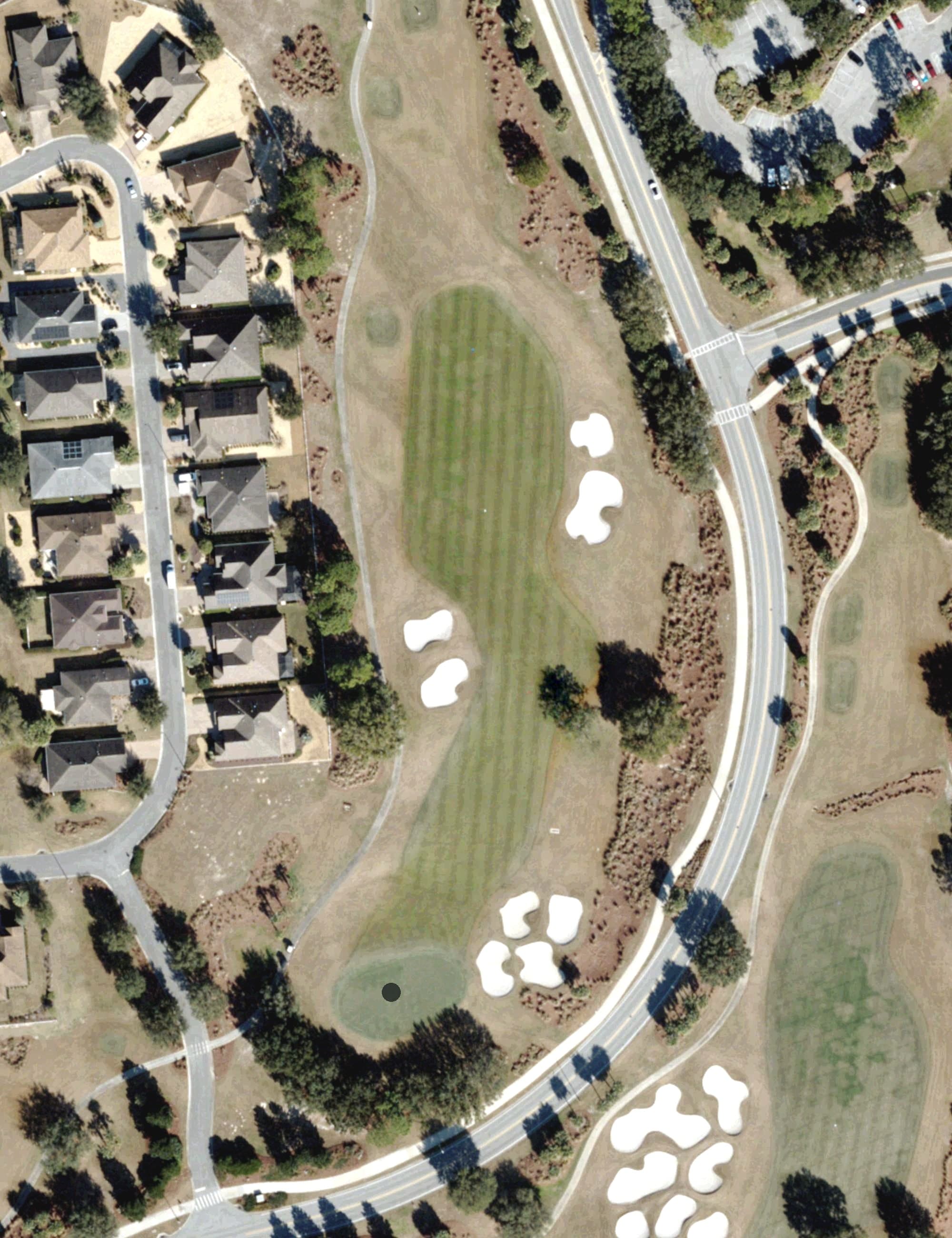 Aerial view of Candler Hills Hole 1, FL, with its hole routing marked