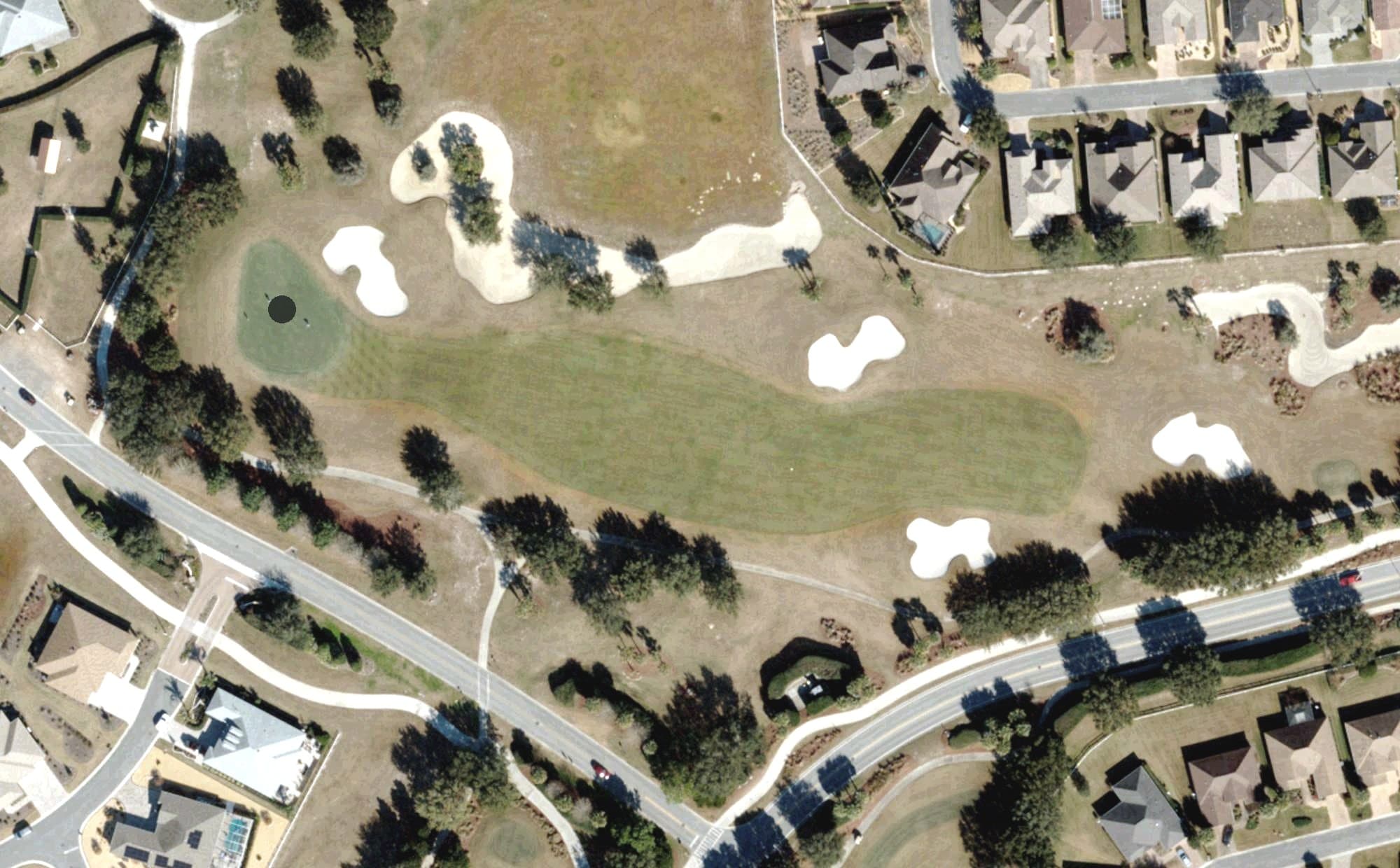 Aerial view of Candler Hills Hole 2, FL, with its hole routing marked