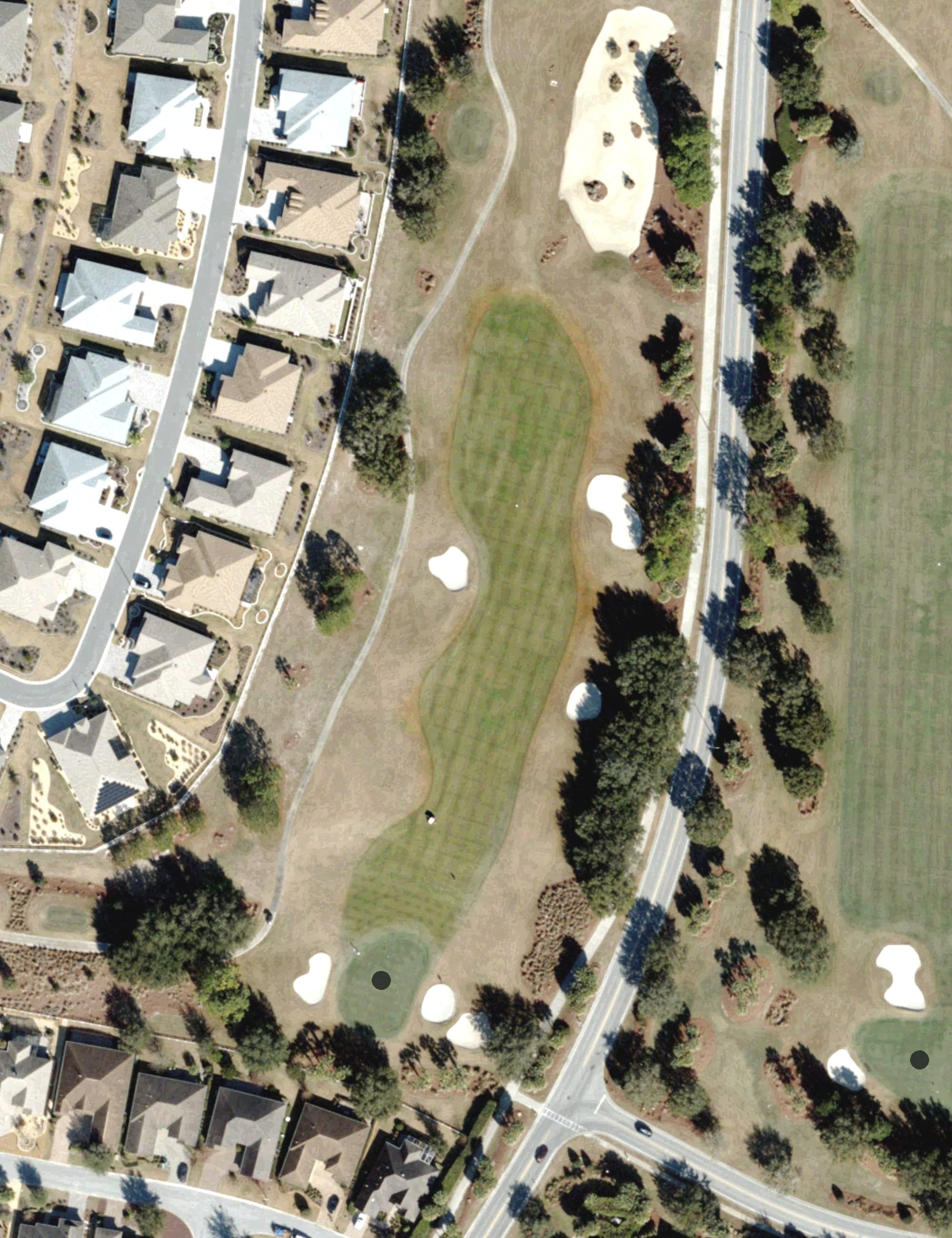Aerial view of Candler Hills Hole 3, FL, with its hole routing marked