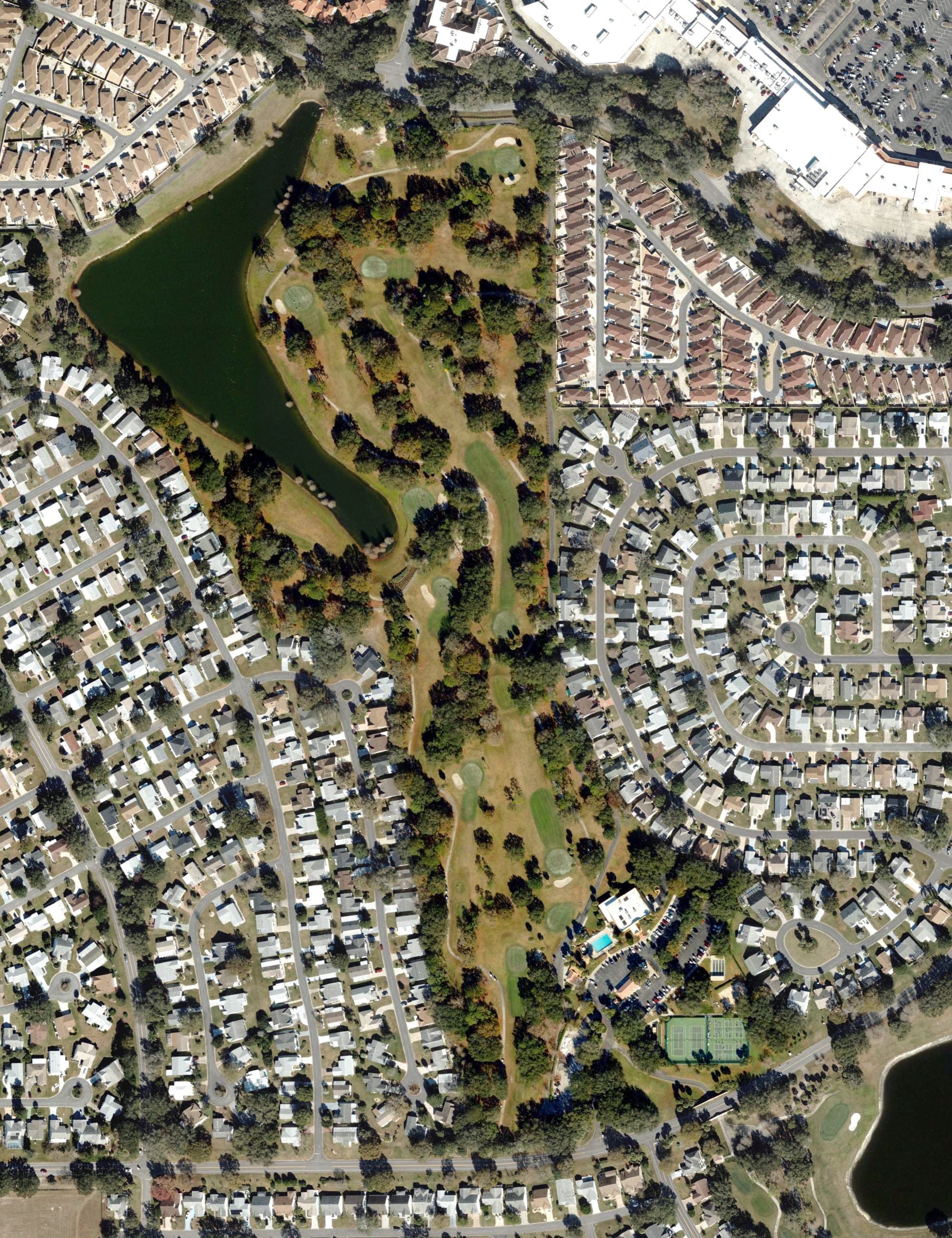 Aerial view of Chula Vista Course (The Villages), FL, with its hole routing marked