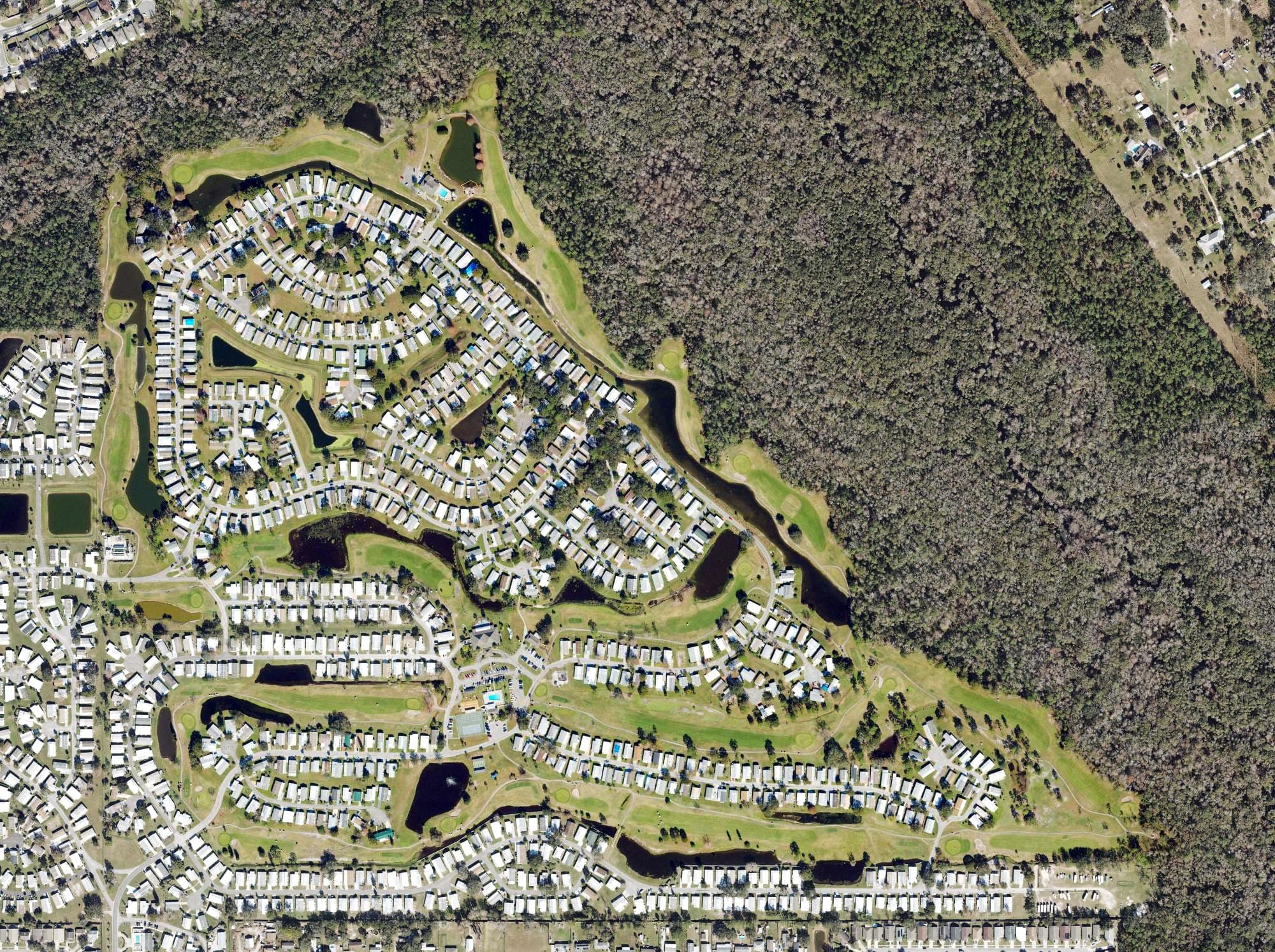 Aerial view of Fairways Golf Club, FL, with its hole routing marked