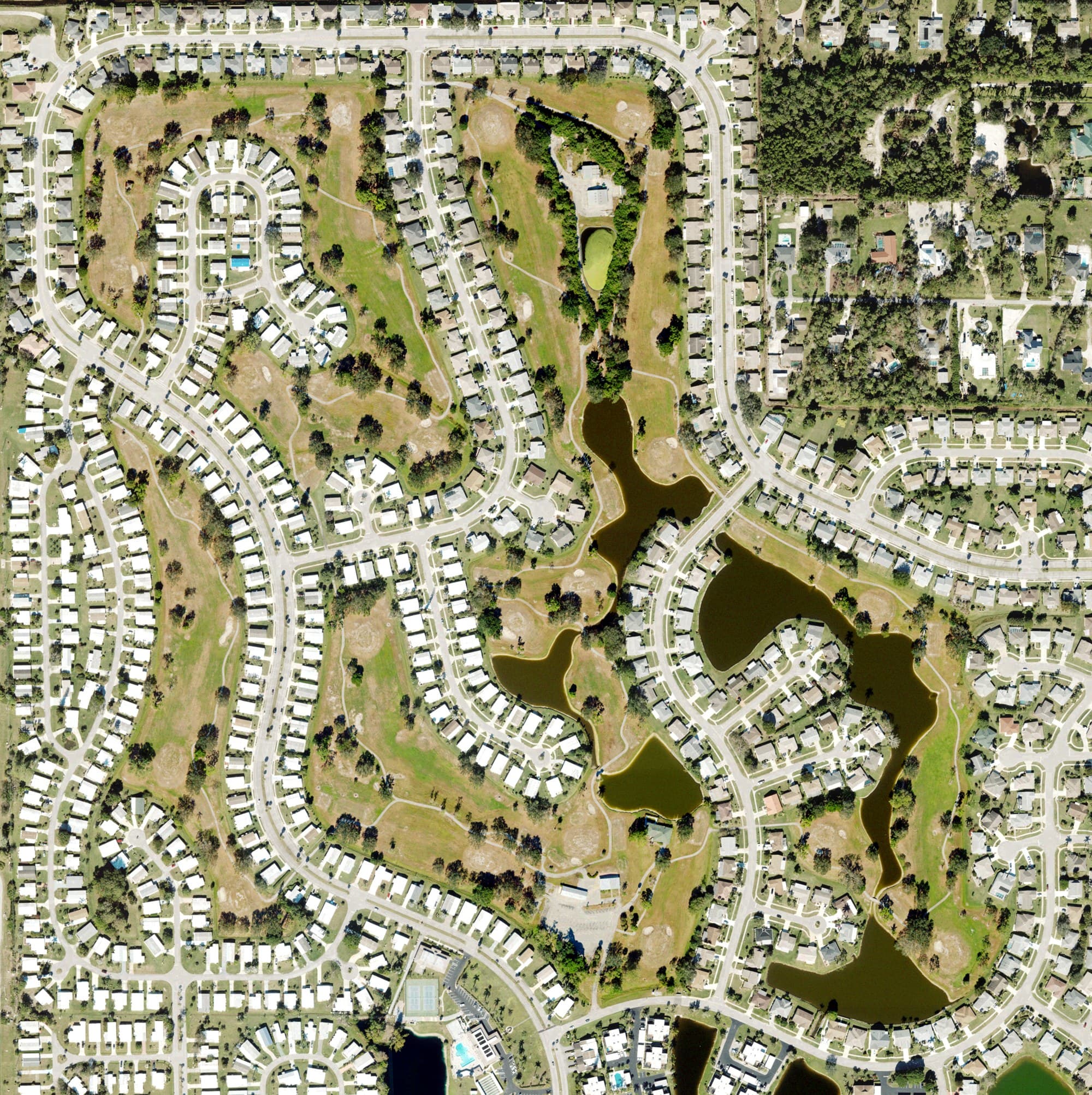 Aerial view of Riviera Golf Club, FL, with its hole routing marked
