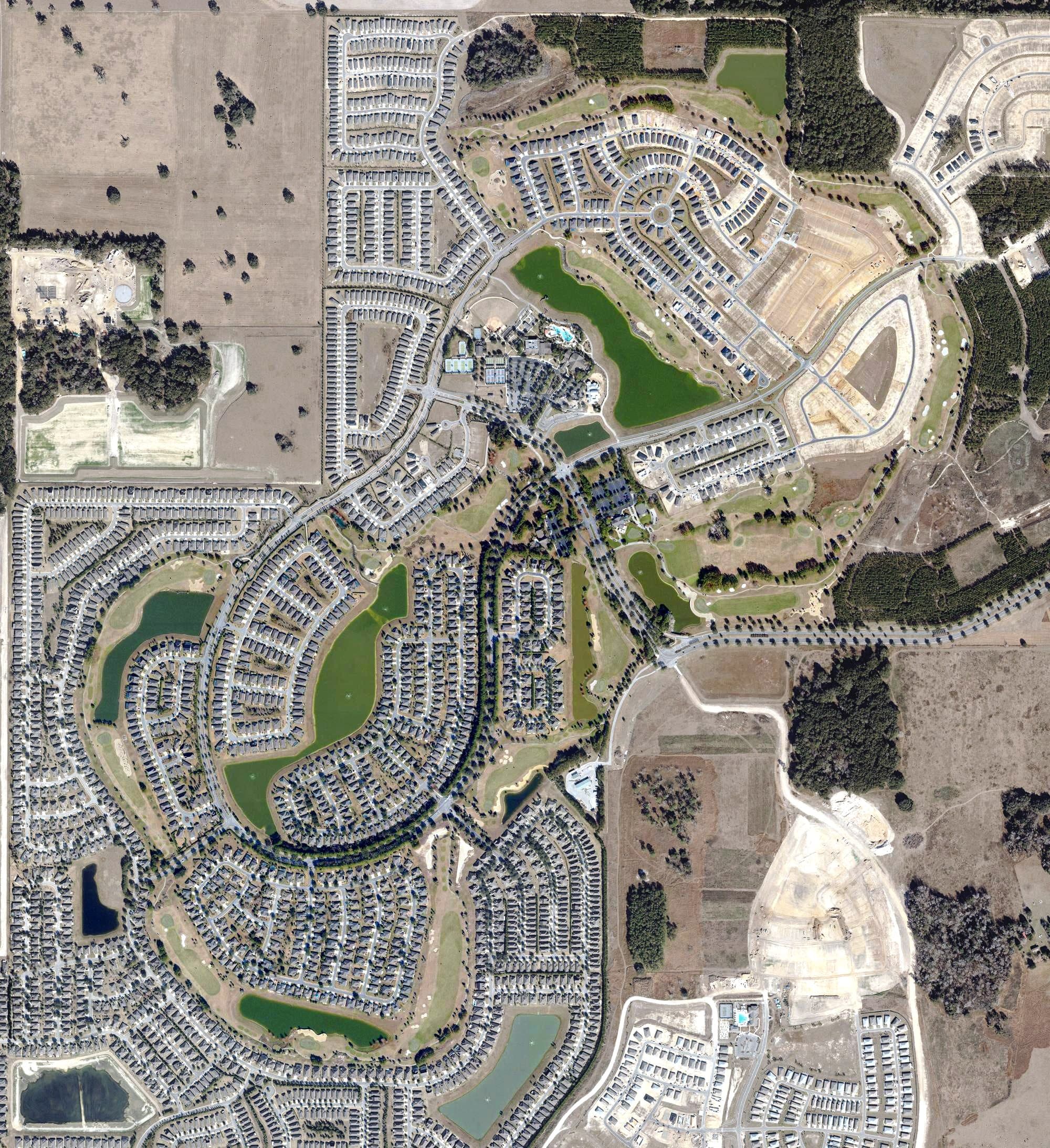 Aerial view of Stone Creek Golf Club, FL, with its hole routing marked