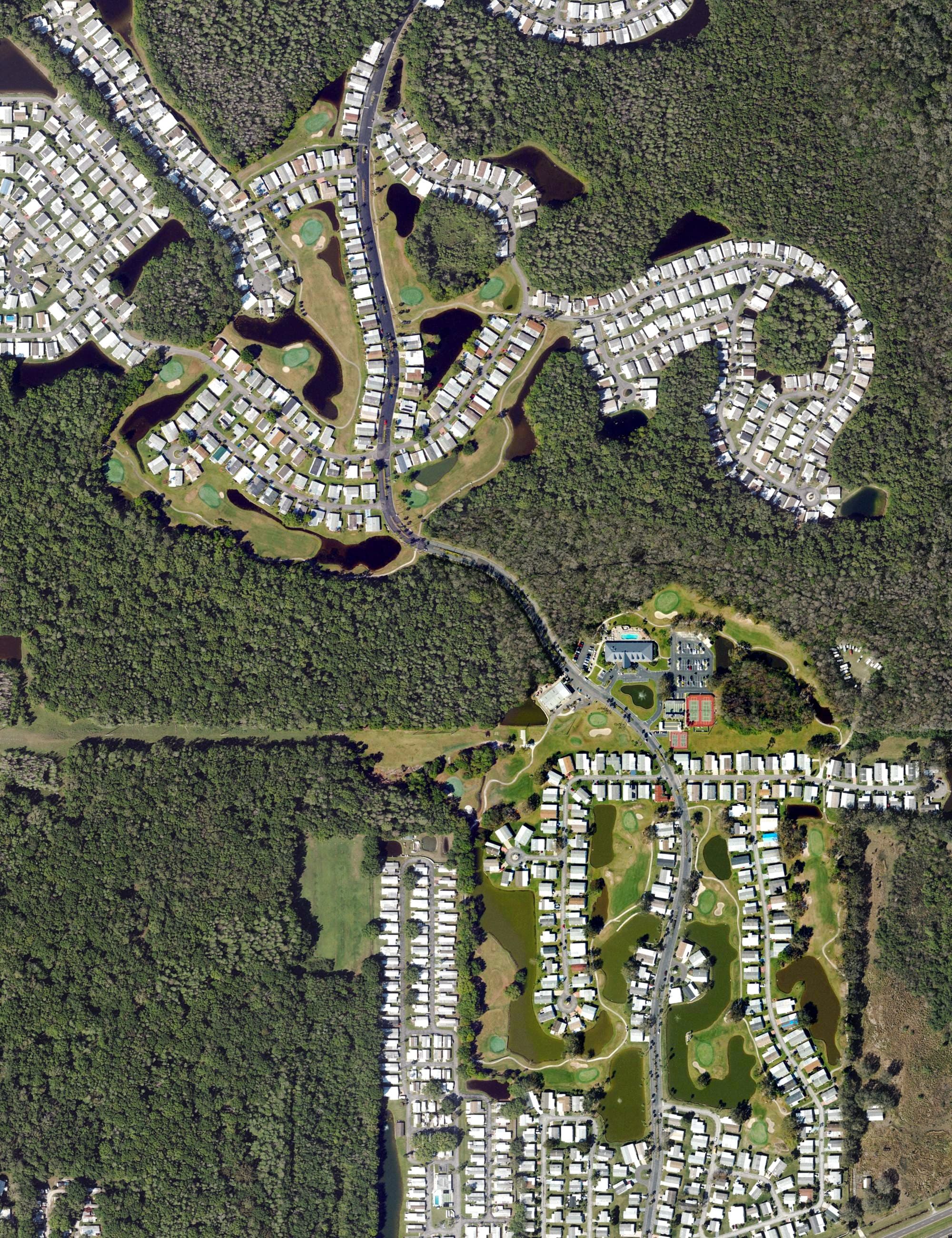 Aerial view of The Hamptons Golf Club, FL, with its hole routing marked
