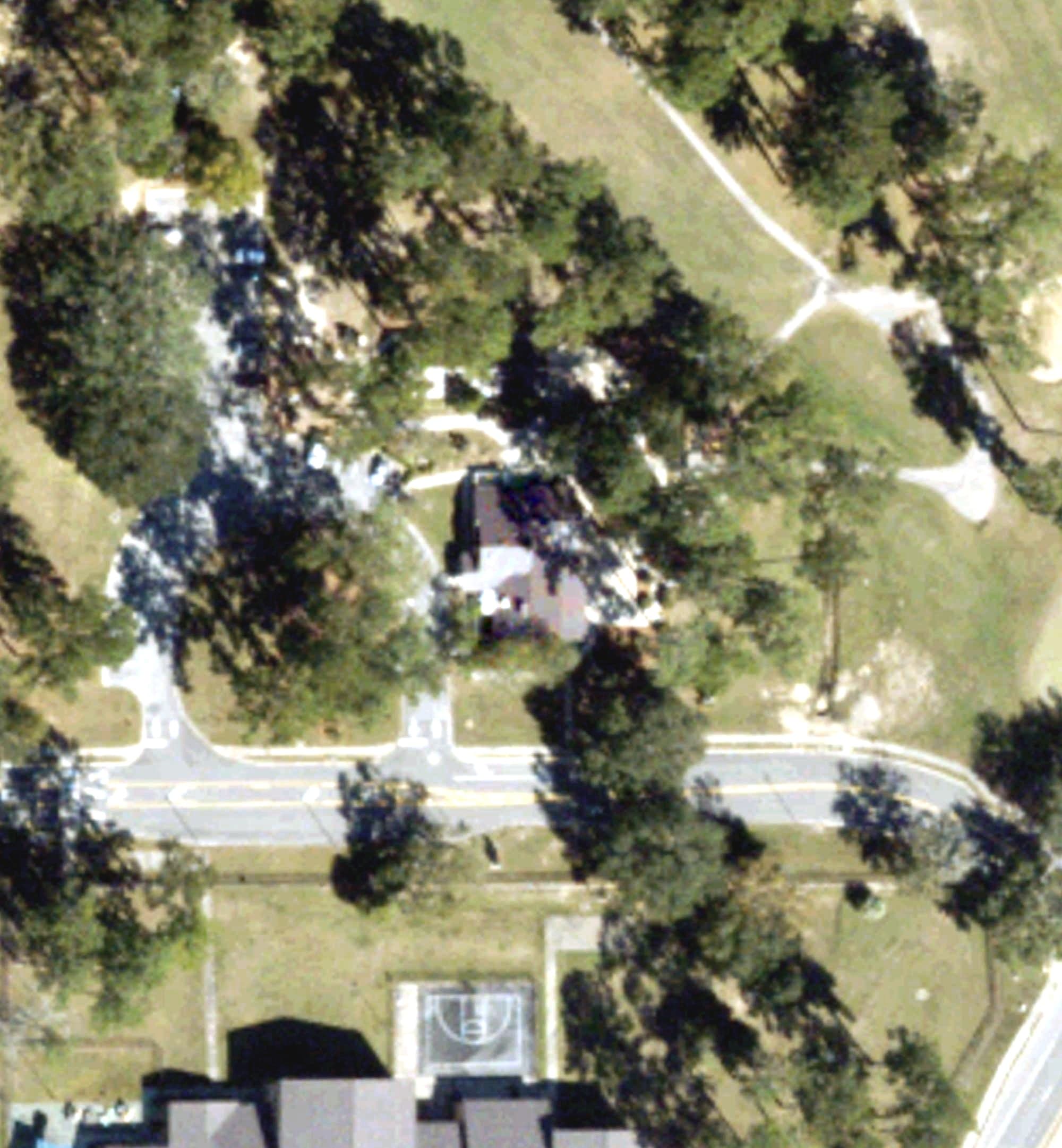 Aerial view of Clubhouse, GA, with its hole routing marked
