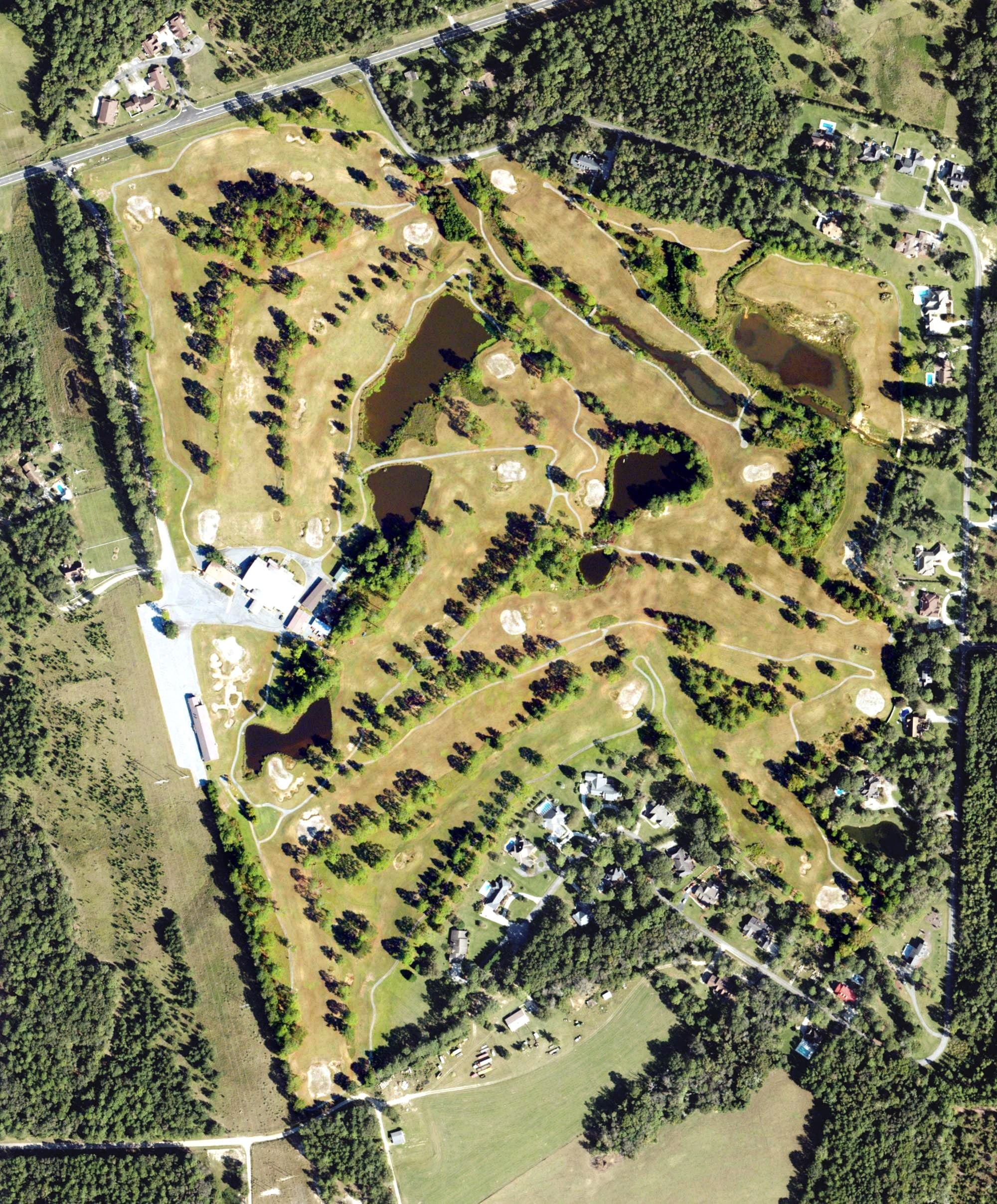 Aerial view of Hawk's Point Golf Course, GA, with its hole routing marked