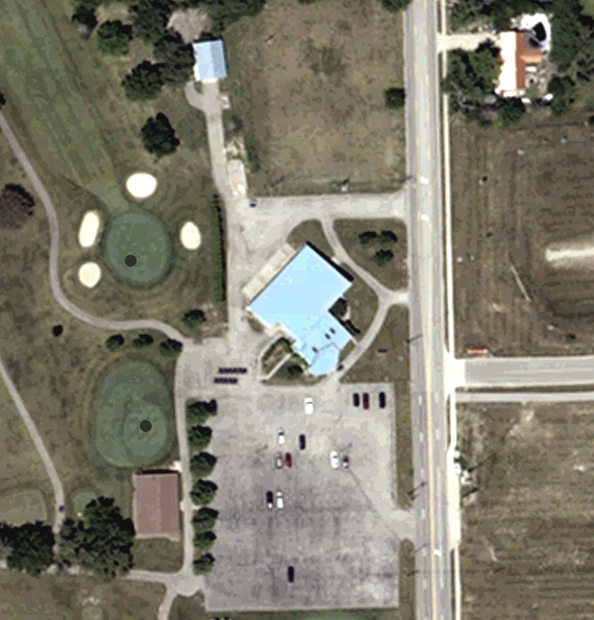 Aerial view of Donald Ross Golf Club, IN, with its hole routing marked