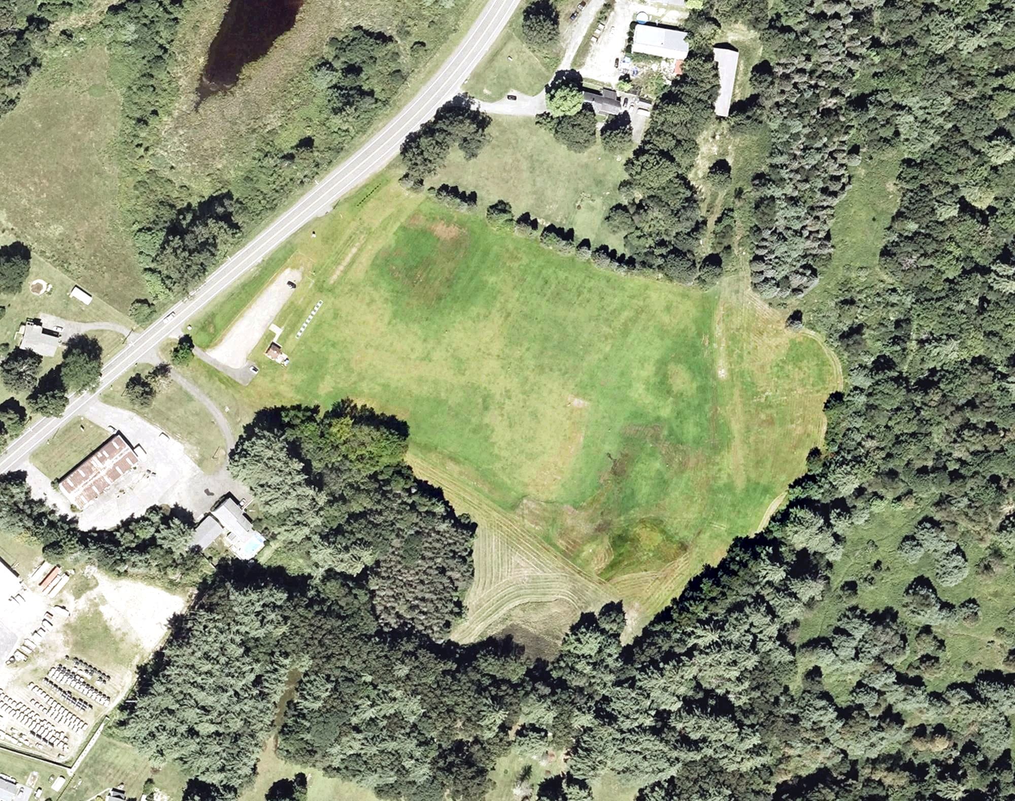 Aerial view of Sammy K's Golf, MA, with its hole routing marked