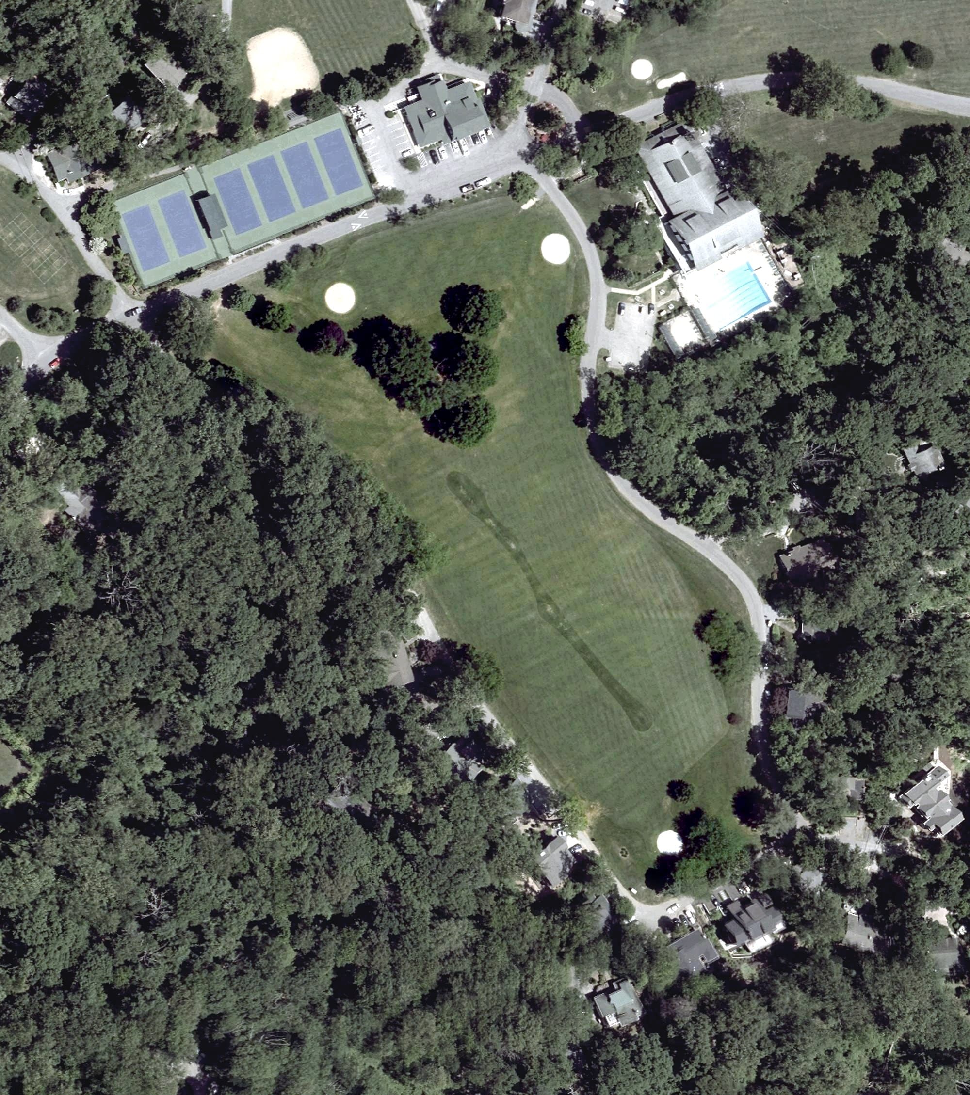 Aerial view of Sherwood Forest, MD, with its hole routing marked