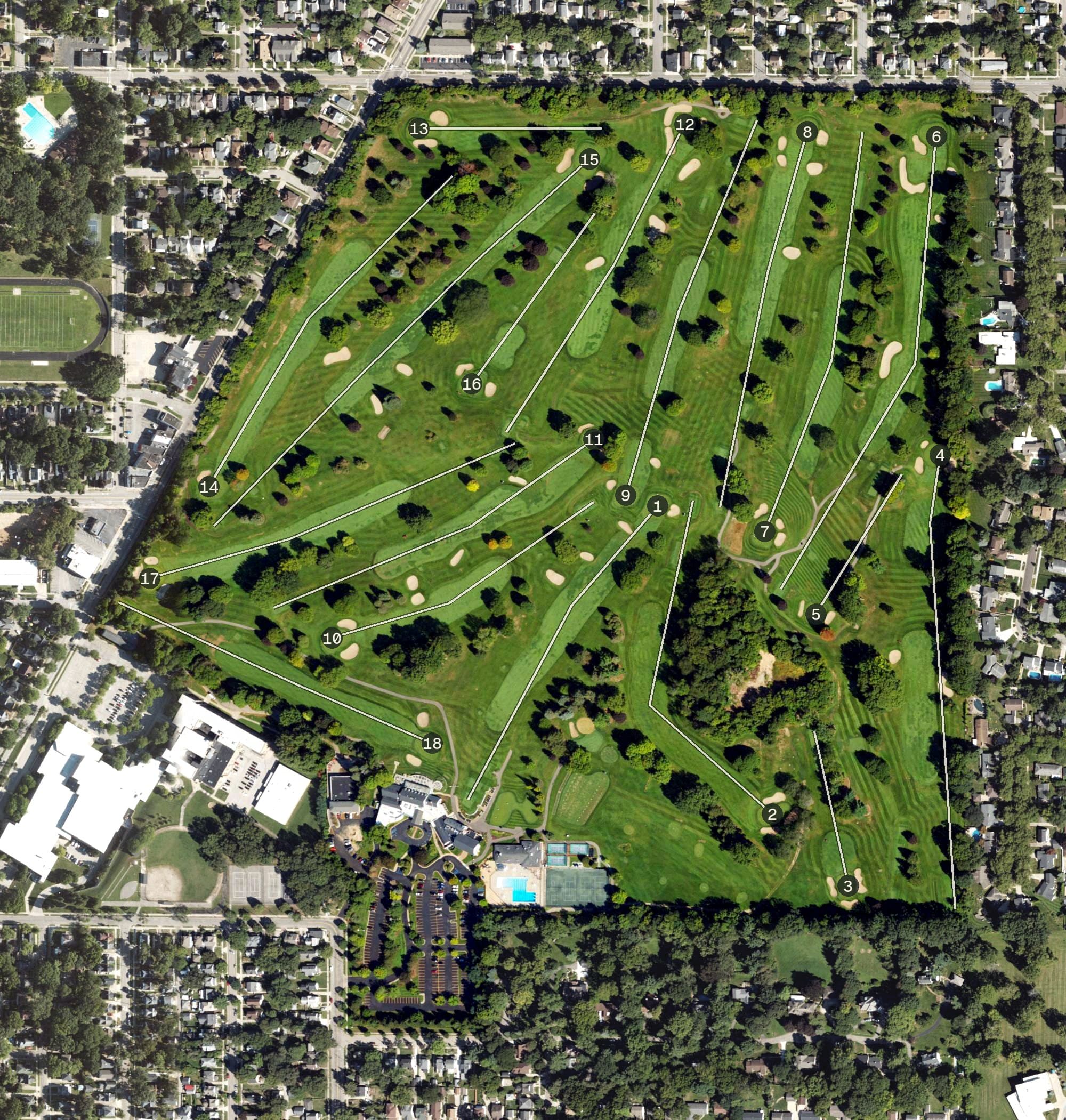 Kent Country Club aerial course layout