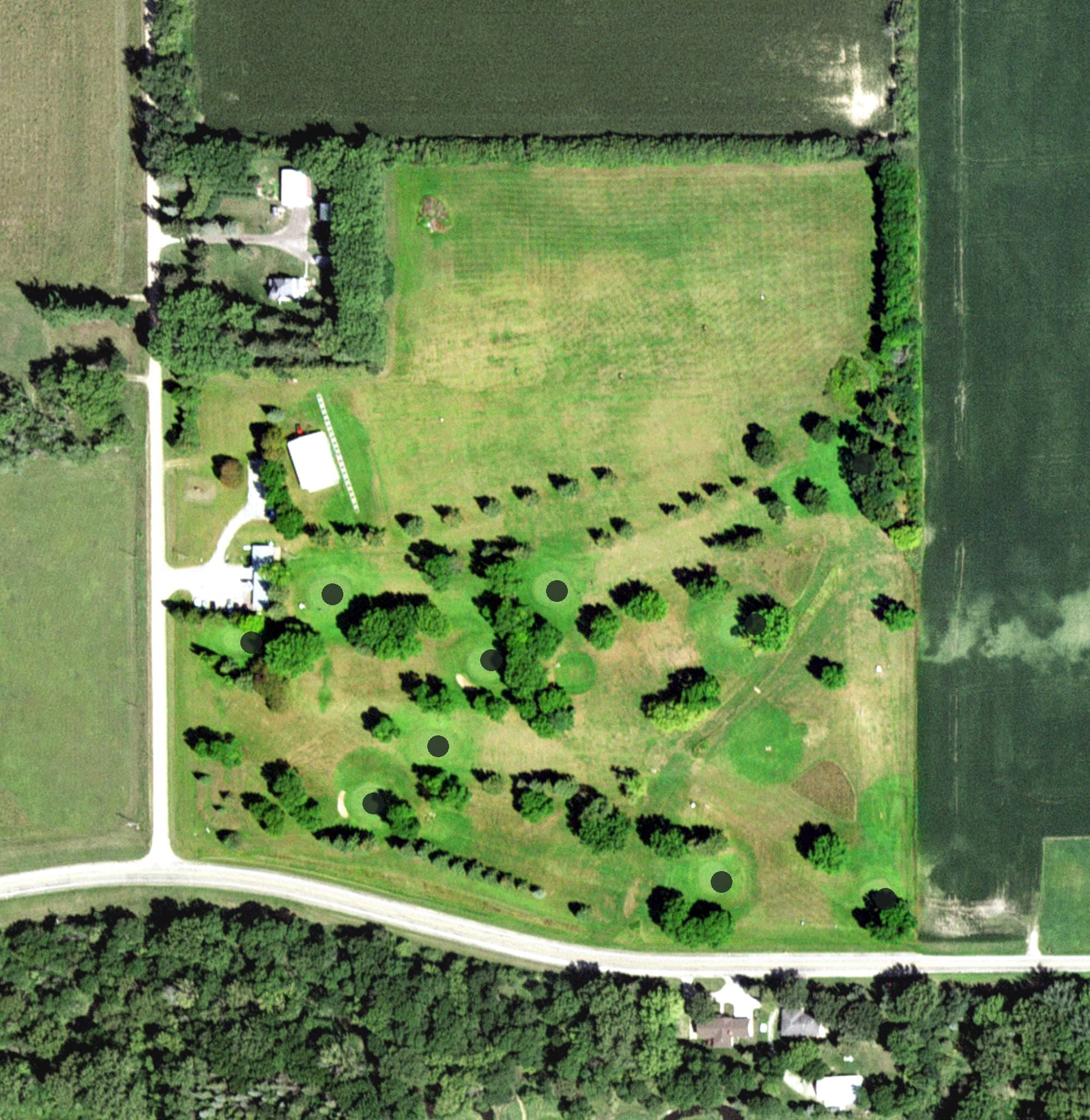 Aerial view of Havanah Hills, MN, with its hole routing marked