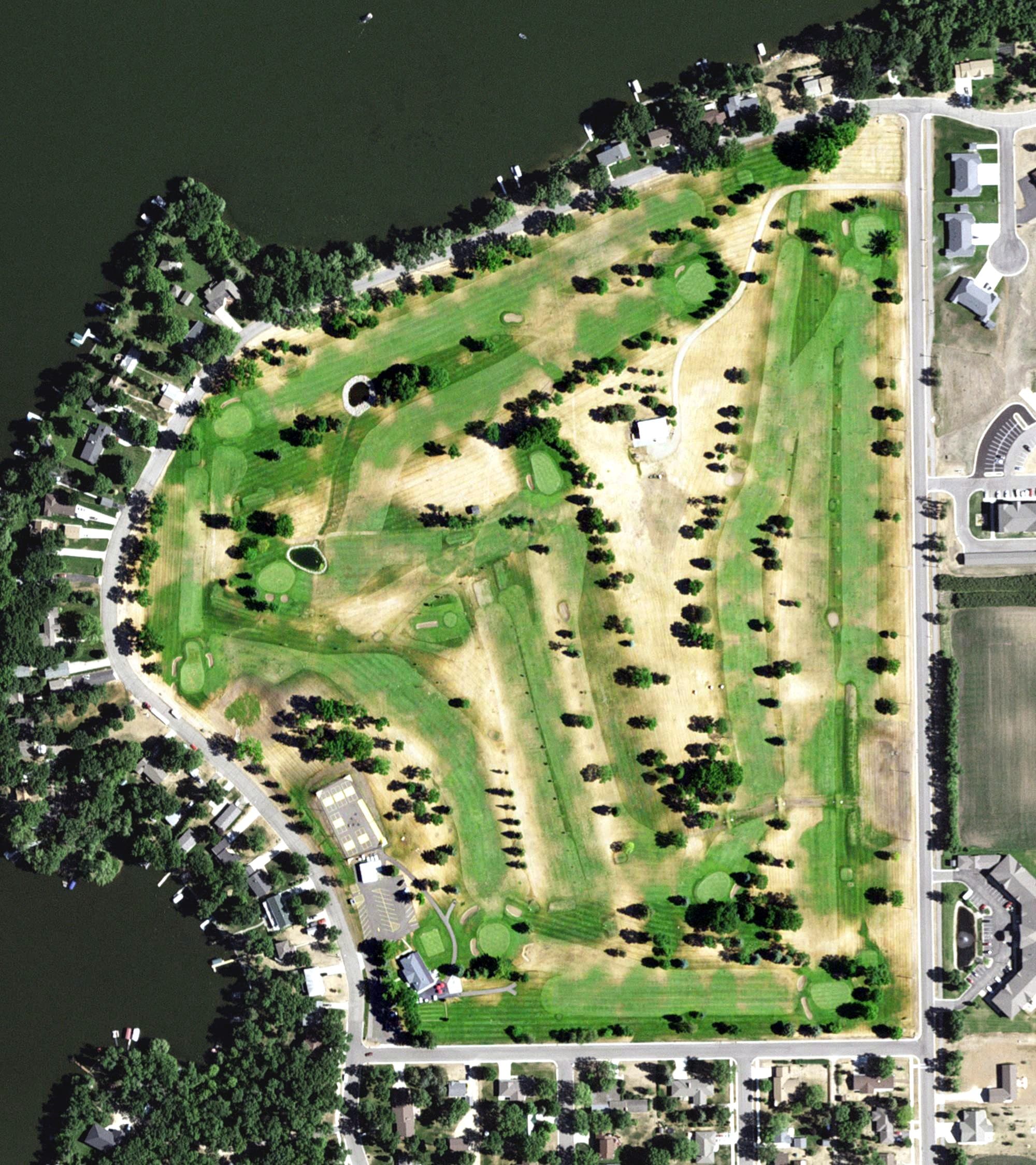 Aerial view of Old Course Sauk Centre, MN, with its hole routing marked
