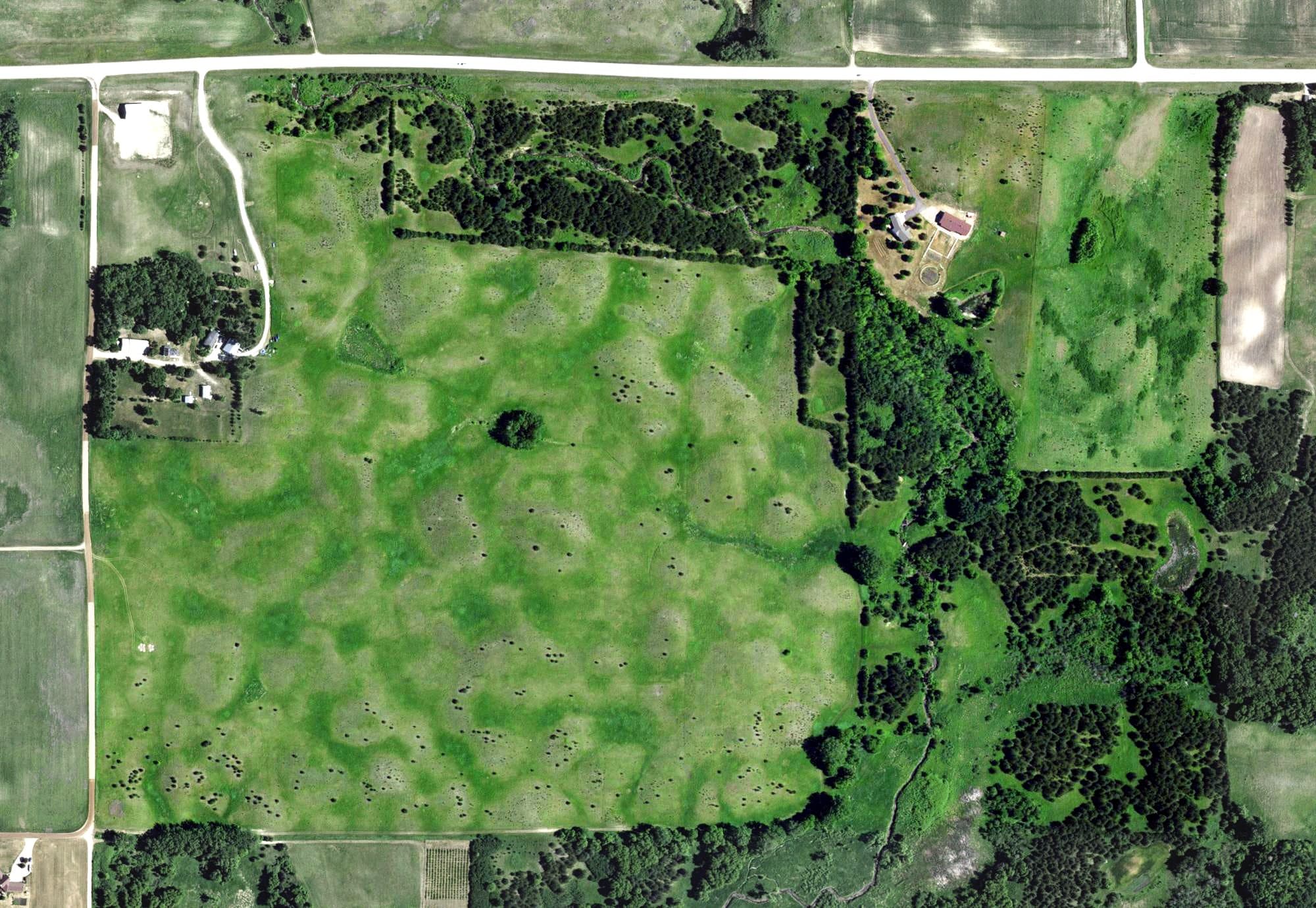 Aerial view of Tepetonka Golf Club, MN, with its hole routing marked