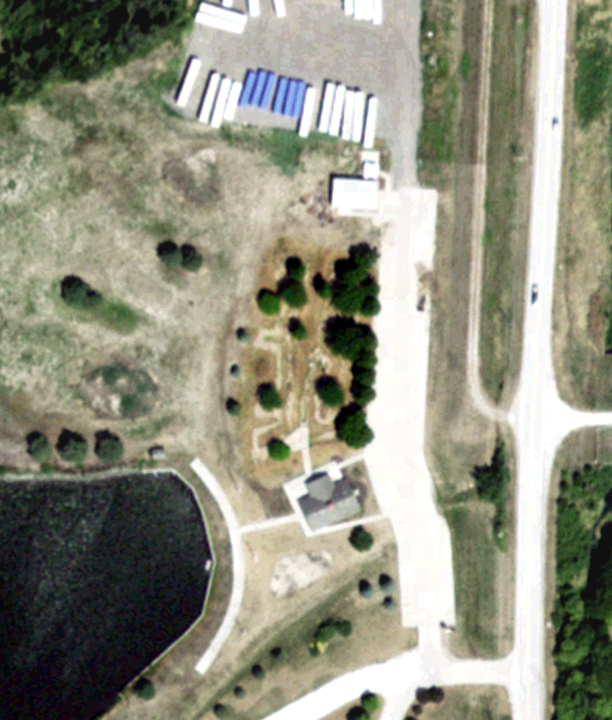 Aerial view of Mini Golf, NE, with its hole routing marked