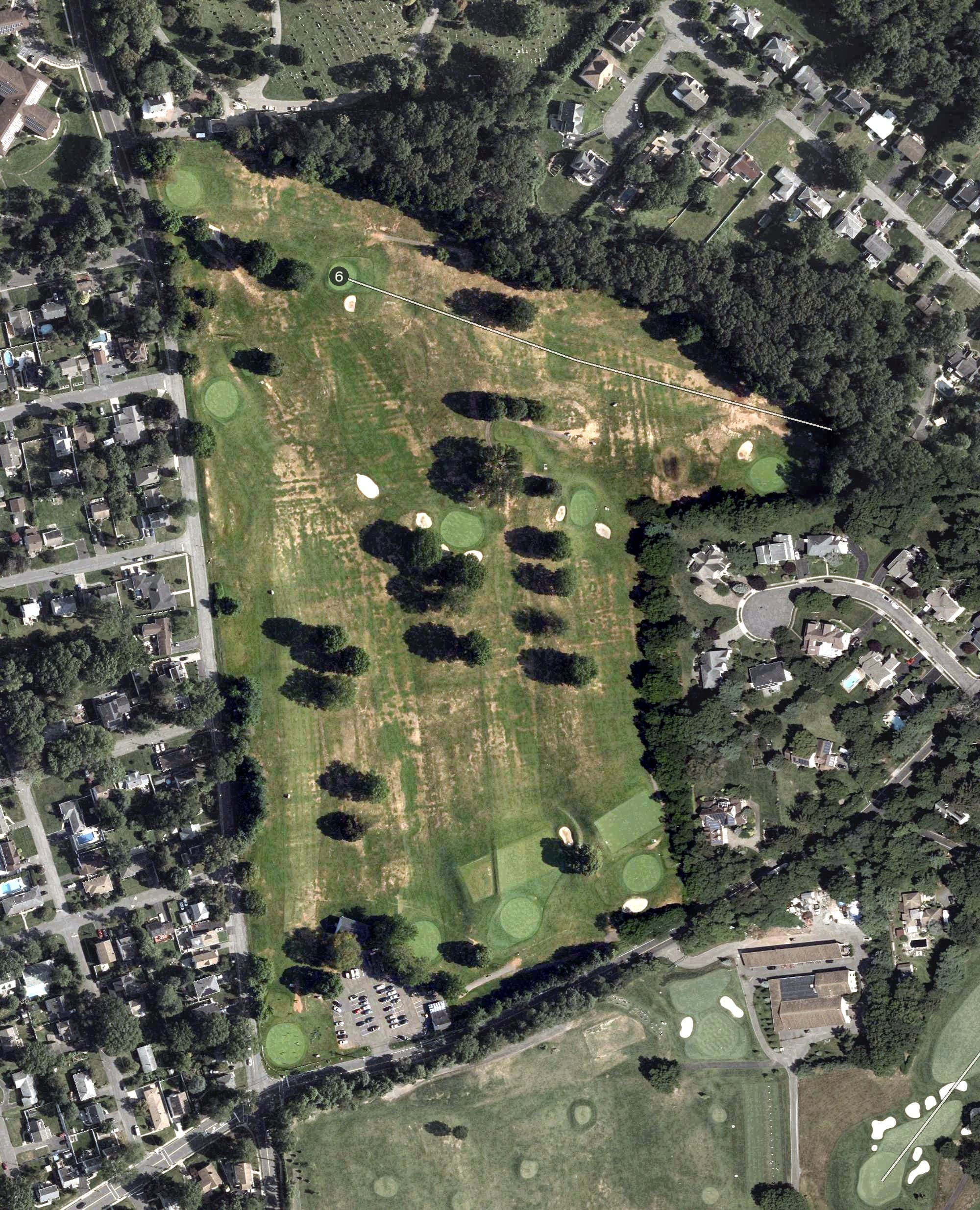 Aerial view of Plainfield West Nine, NJ, with its hole routing marked