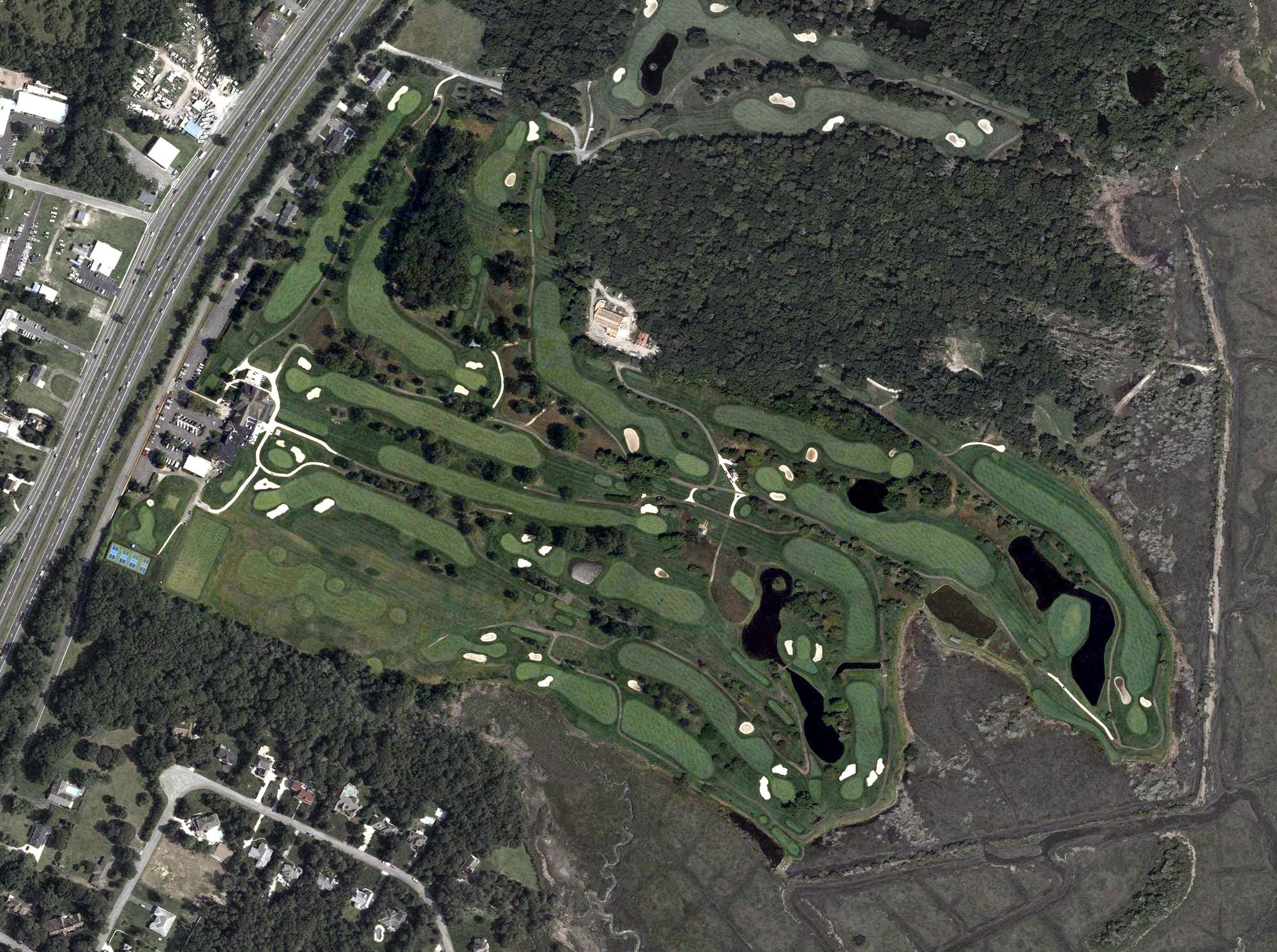 Aerial view of The Shore Club, NJ, with its hole routing marked