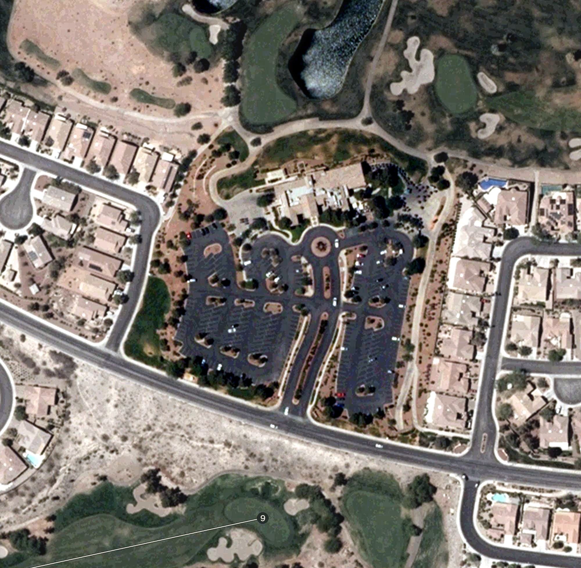 Aerial view of The Revere Golf Club, NV, with its hole routing marked