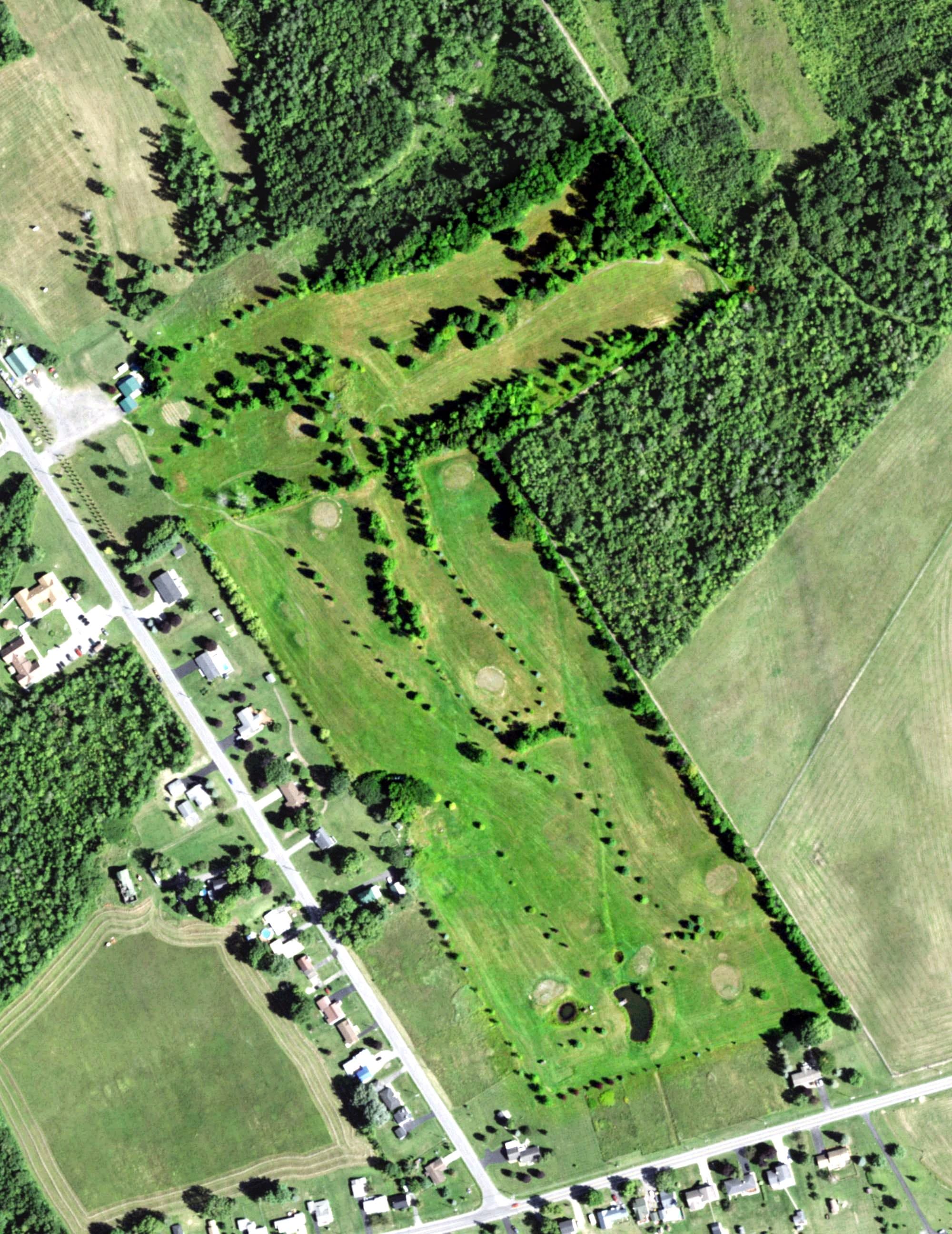 Aerial view of Fox Hill Country Club, NY, with its hole routing marked