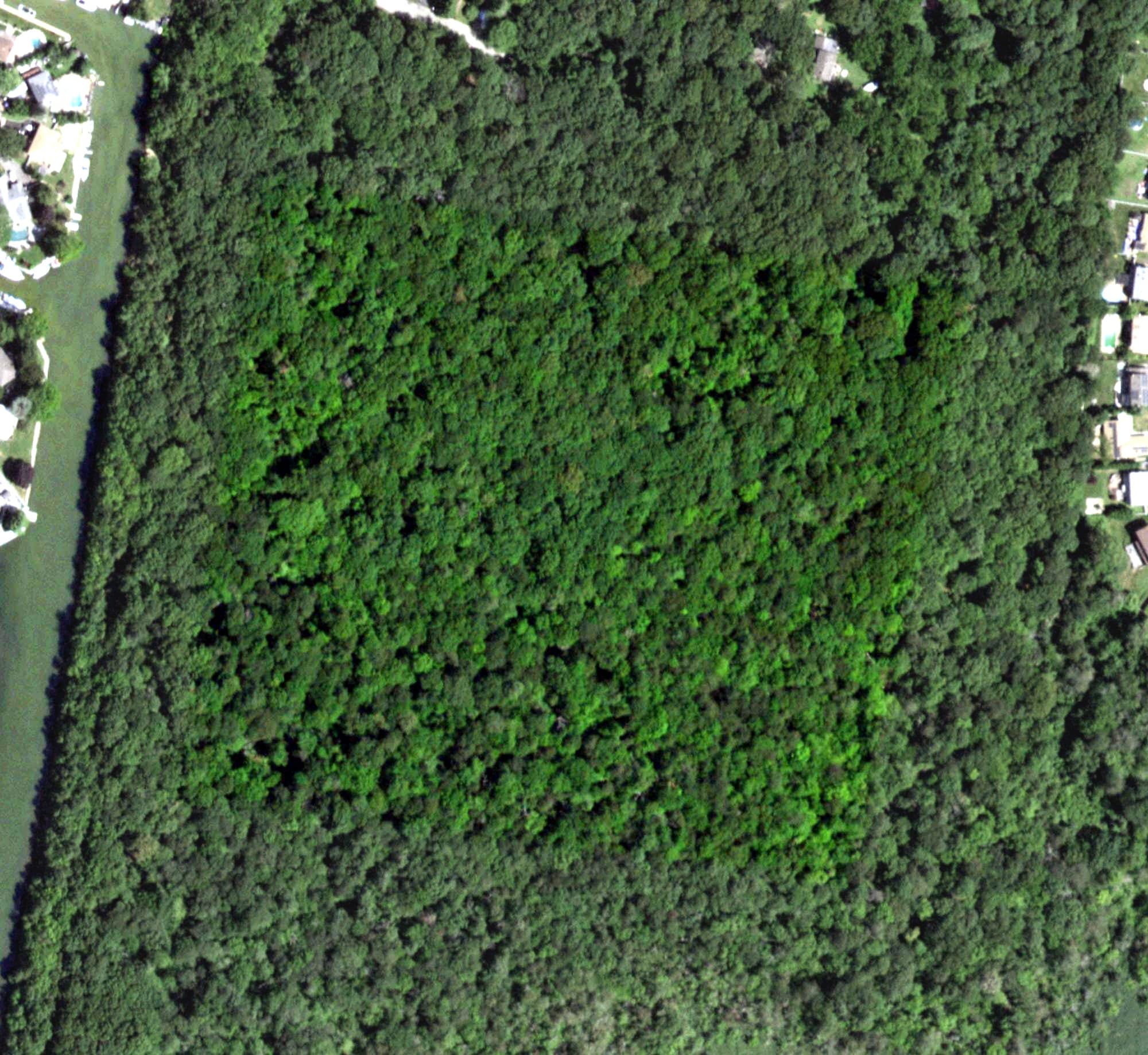 Aerial view of Ludlow Creek Driving Range, NY, with its hole routing marked