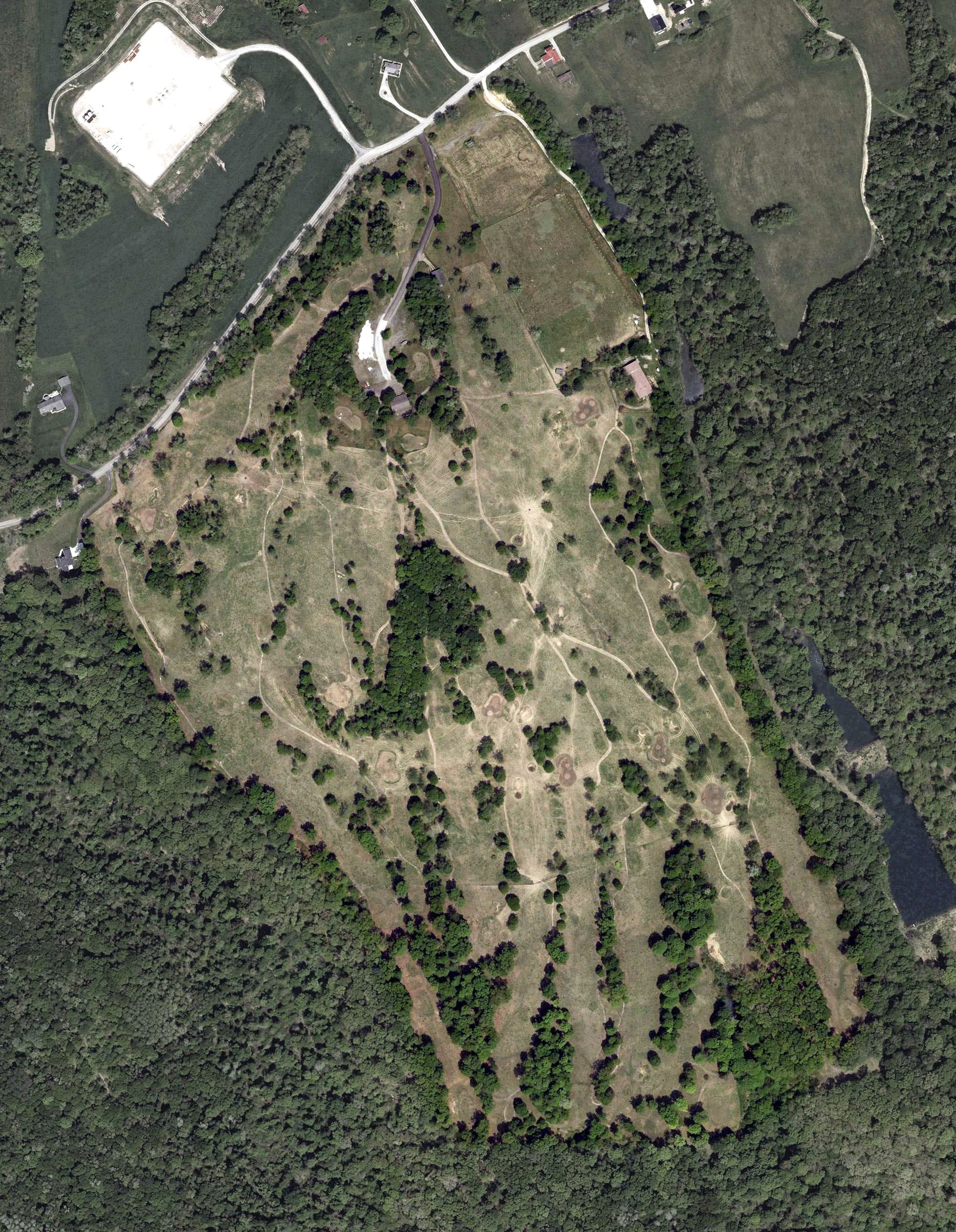 Aerial view of Blackmoor Golf Club, OH, with its hole routing marked