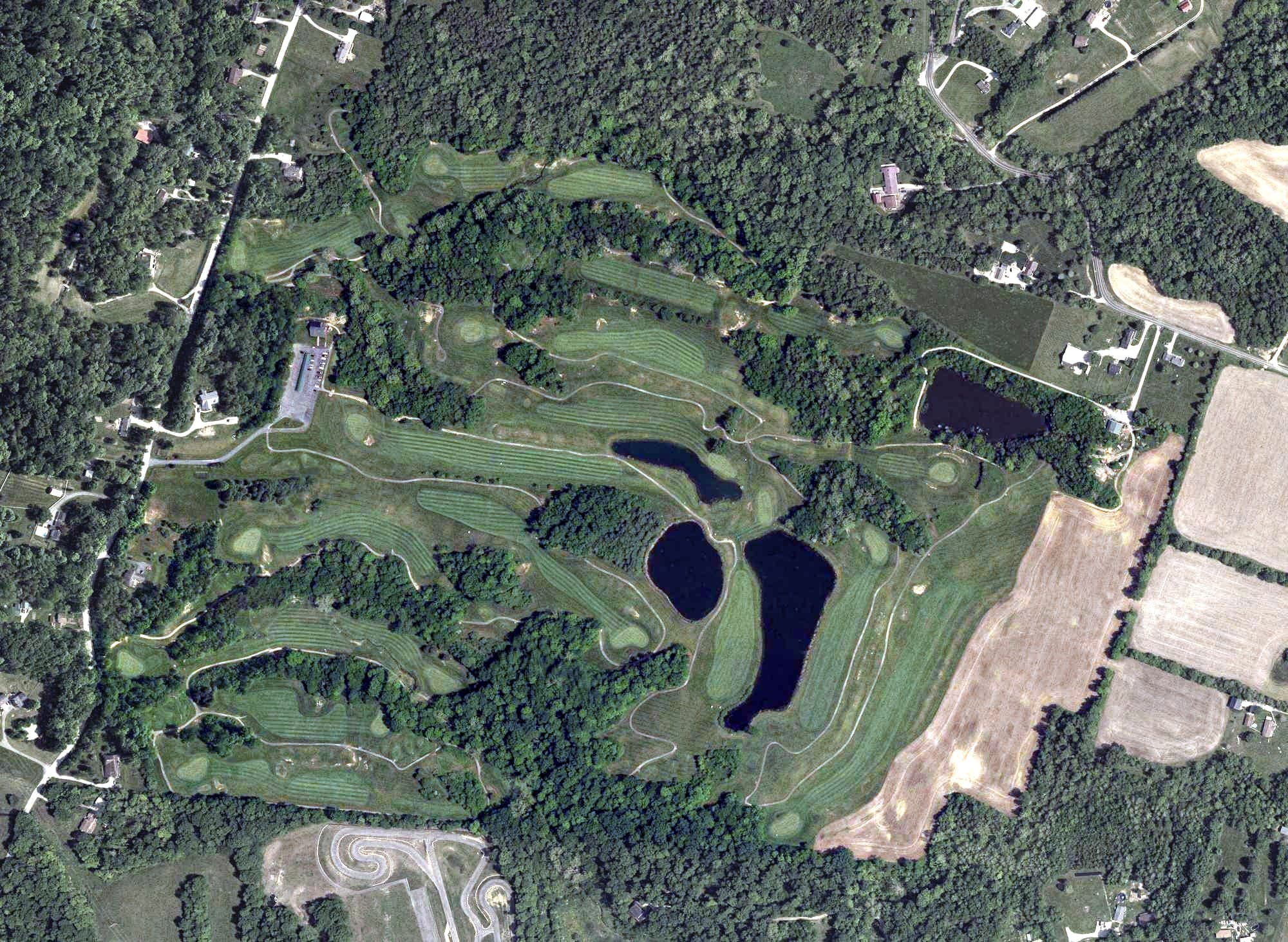 Aerial view of Cedar Trace, OH, with its hole routing marked