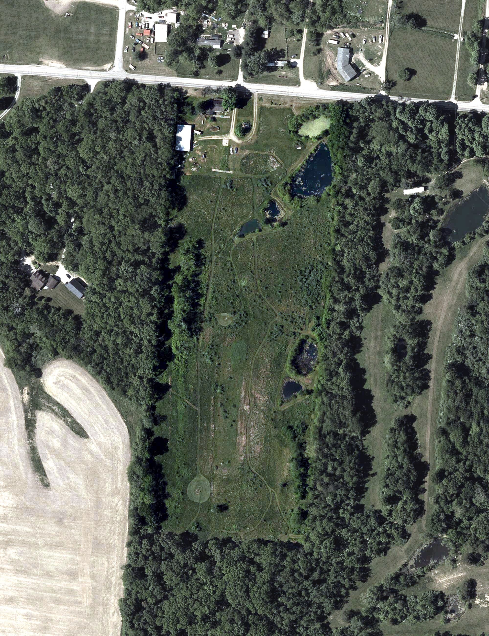 Aerial view of Mark's Golf, OH, with its hole routing marked