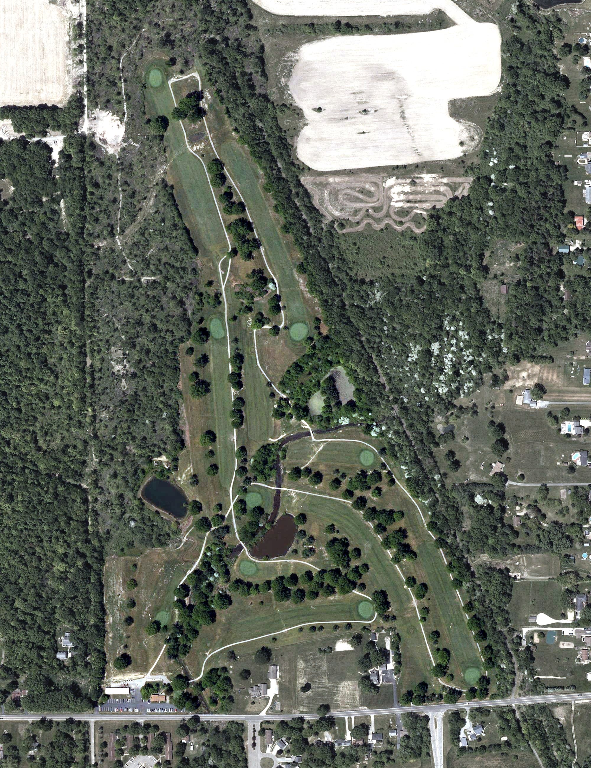 Aerial view of Northwood Golf Course, OH, with its hole routing marked
