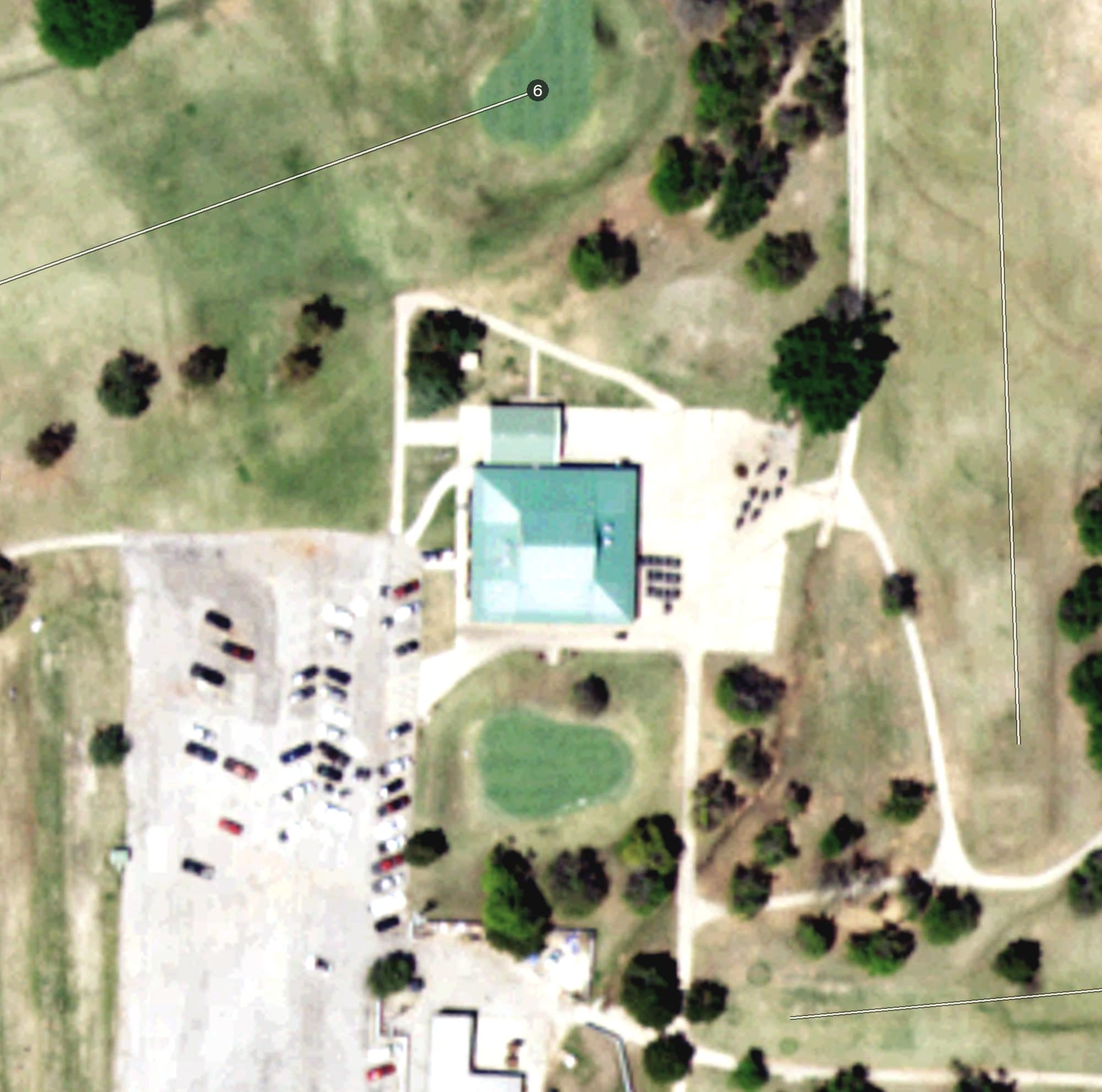 Aerial view of Choctaw Creek, OK, with its hole routing marked