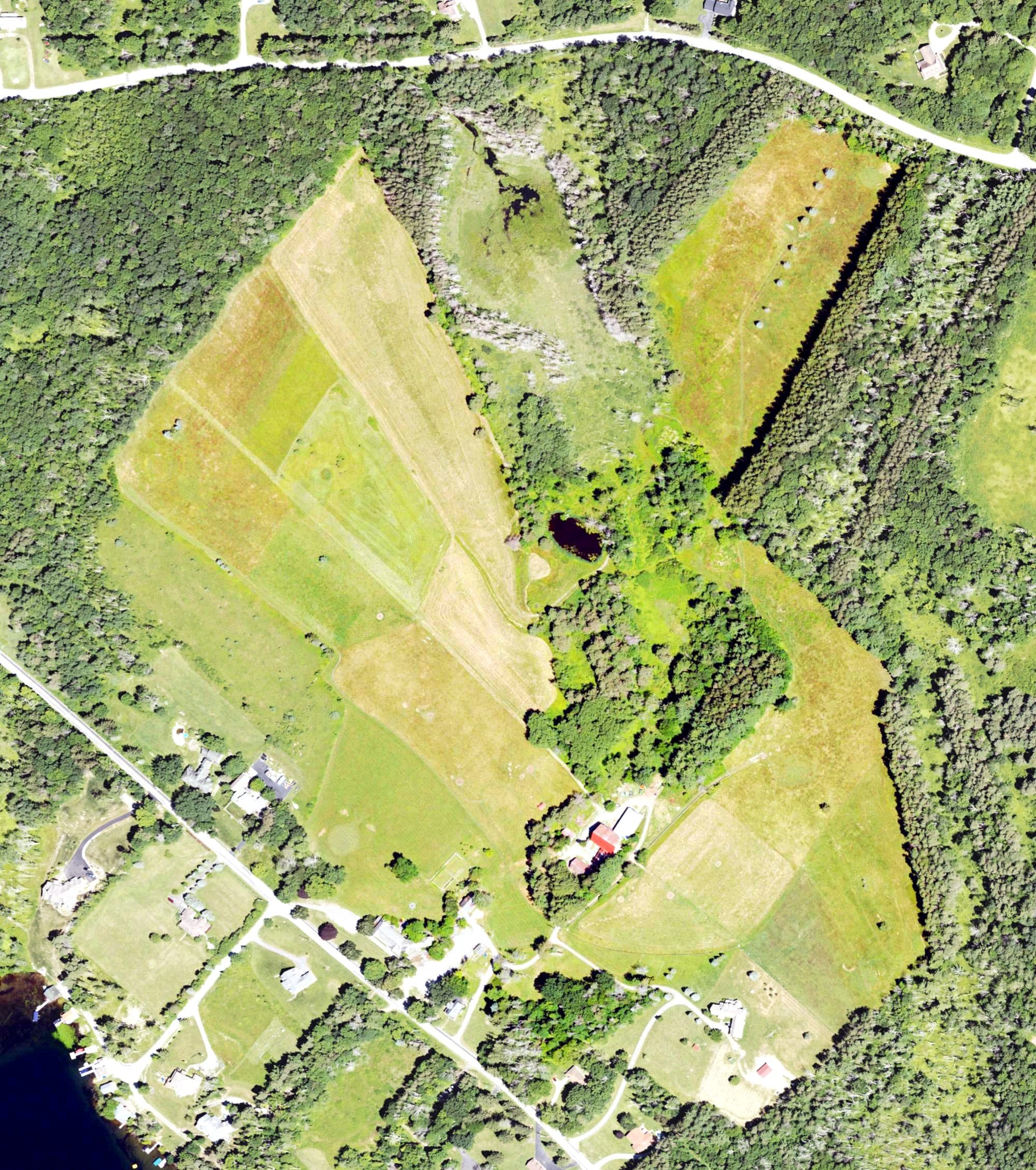 Aerial view of Fern Hall (closed), PA, with its hole routing marked