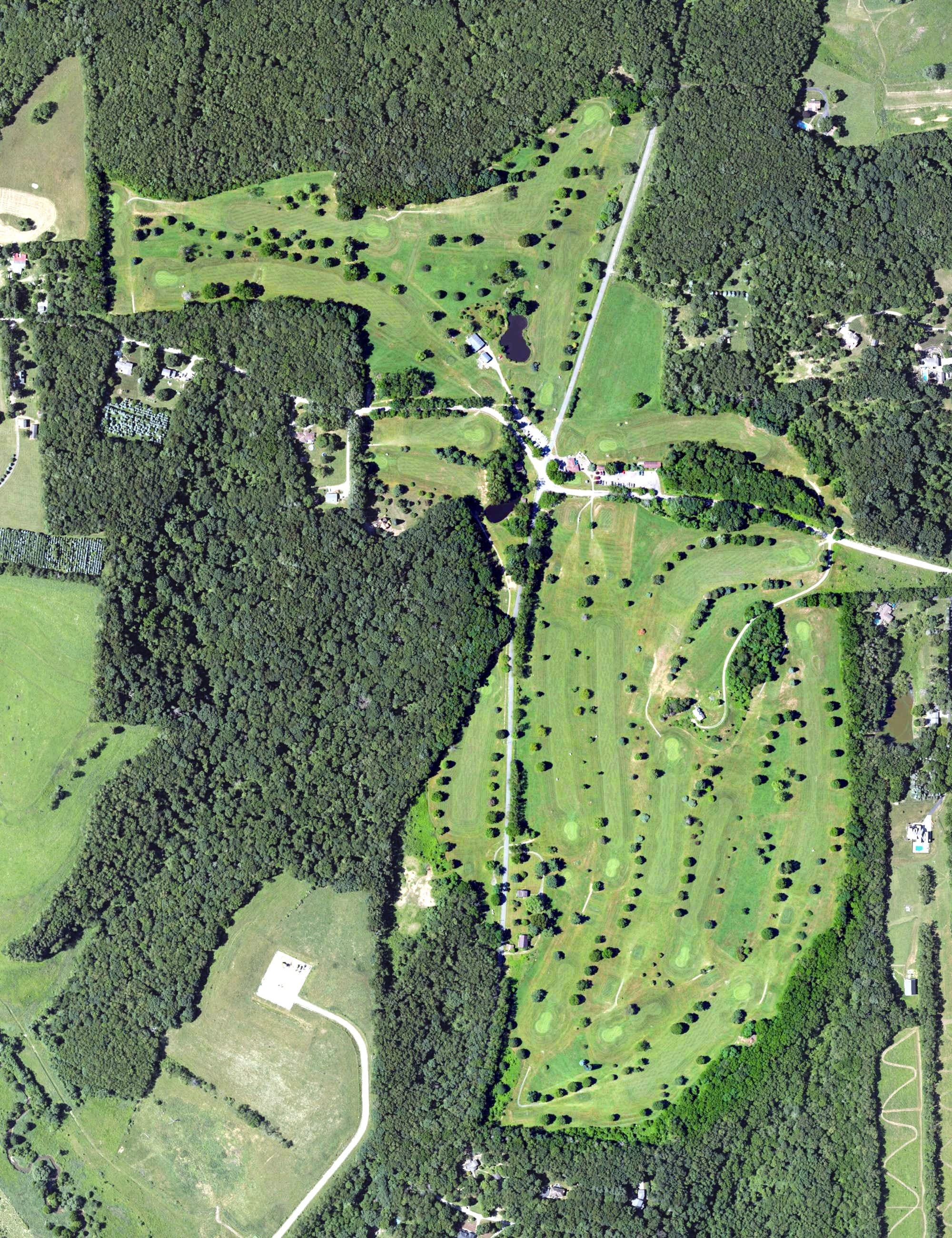 Aerial view of Ritzwood Golf Course, PA, with its hole routing marked