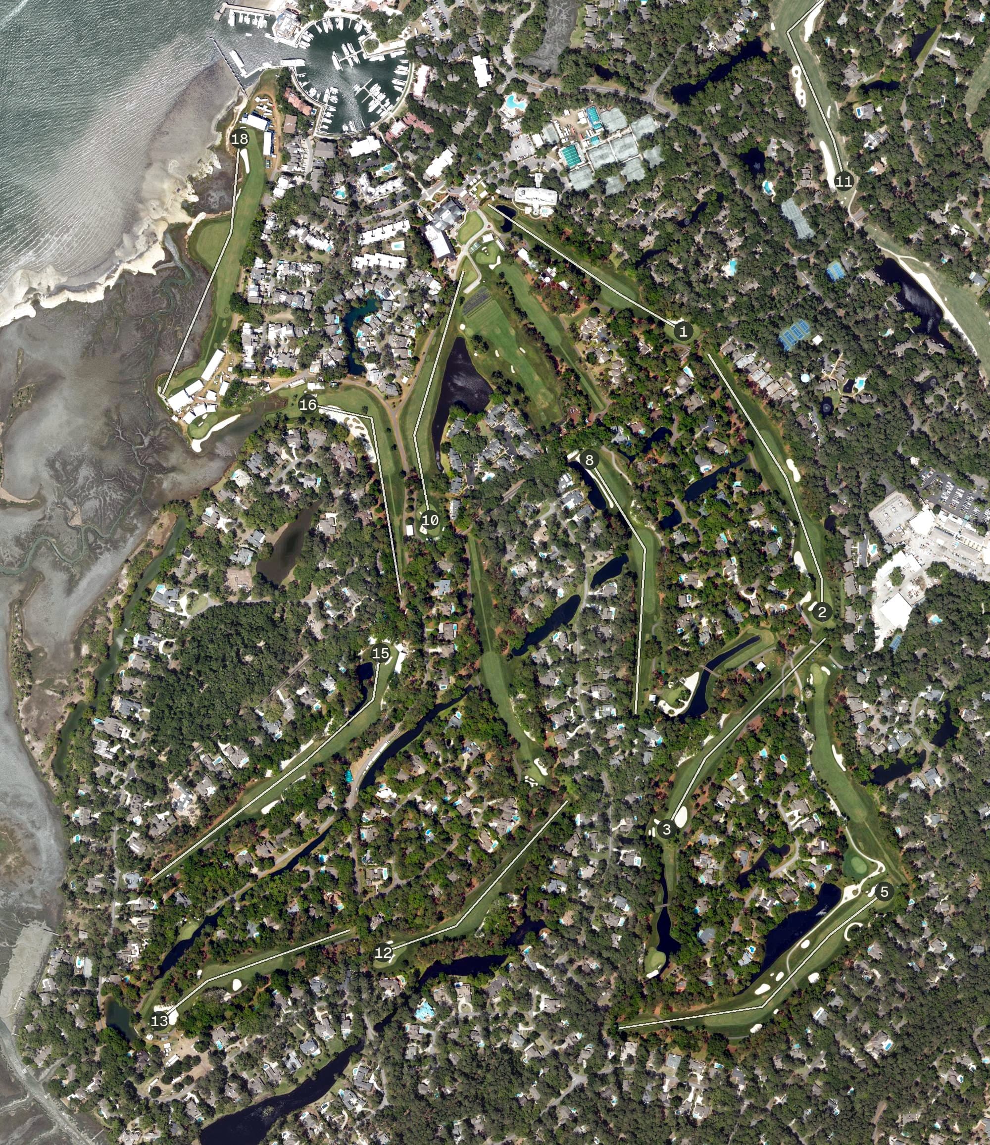 Harbour Town Golf Links aerial course layout