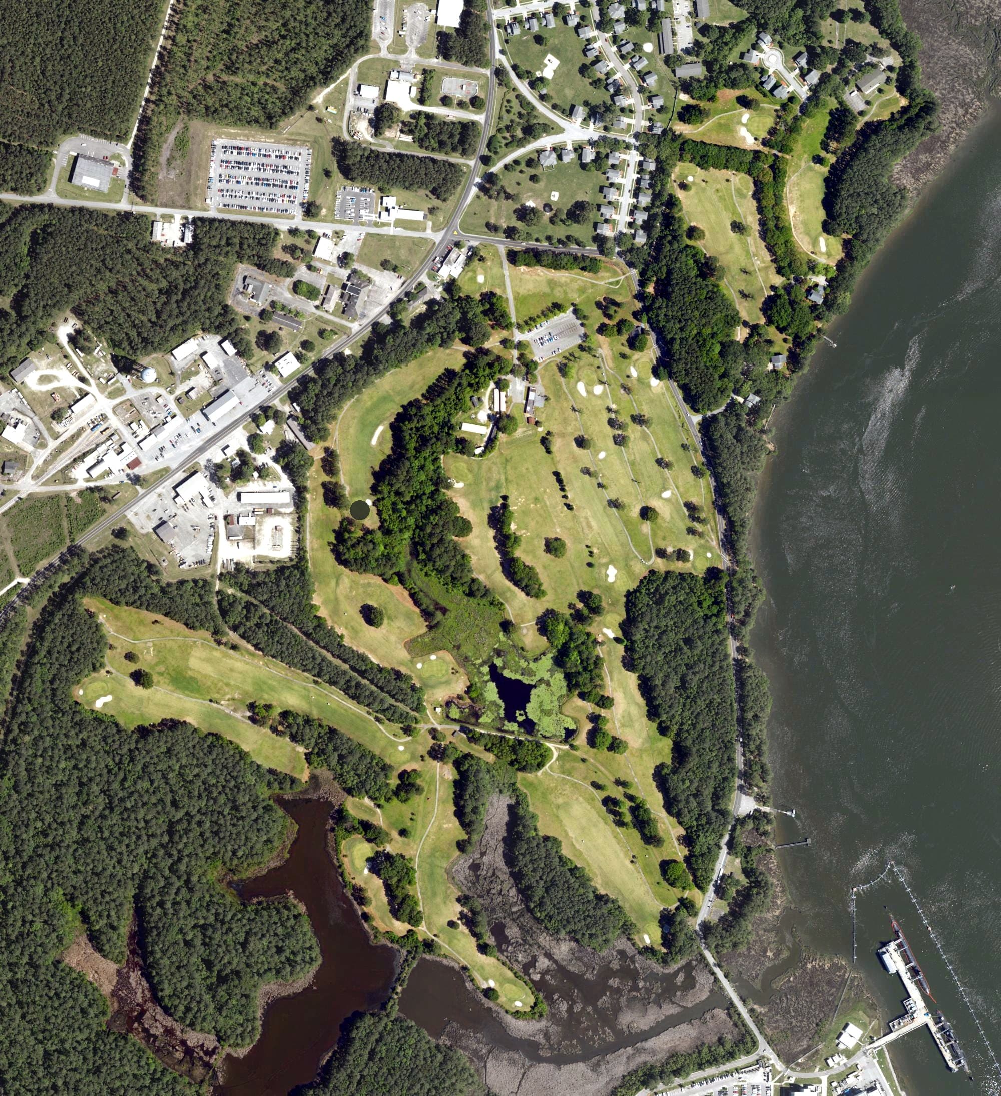 Aerial view of Redbank Plantation Golf Course, SC, with its hole routing marked