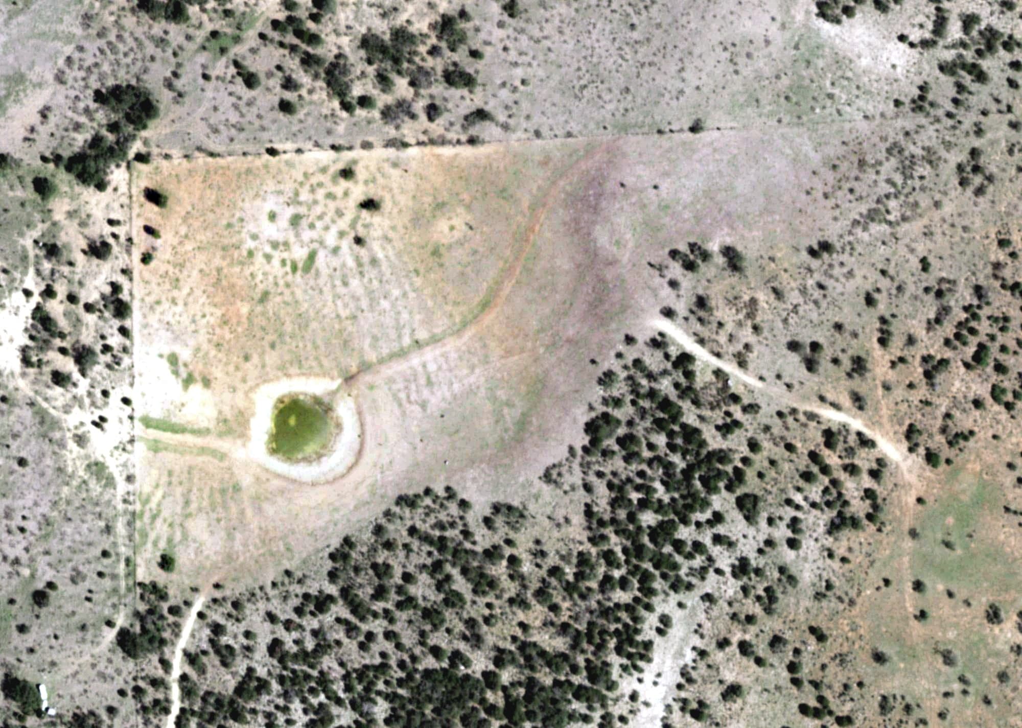 Aerial view of FCR Golf Course, TX, with its hole routing marked