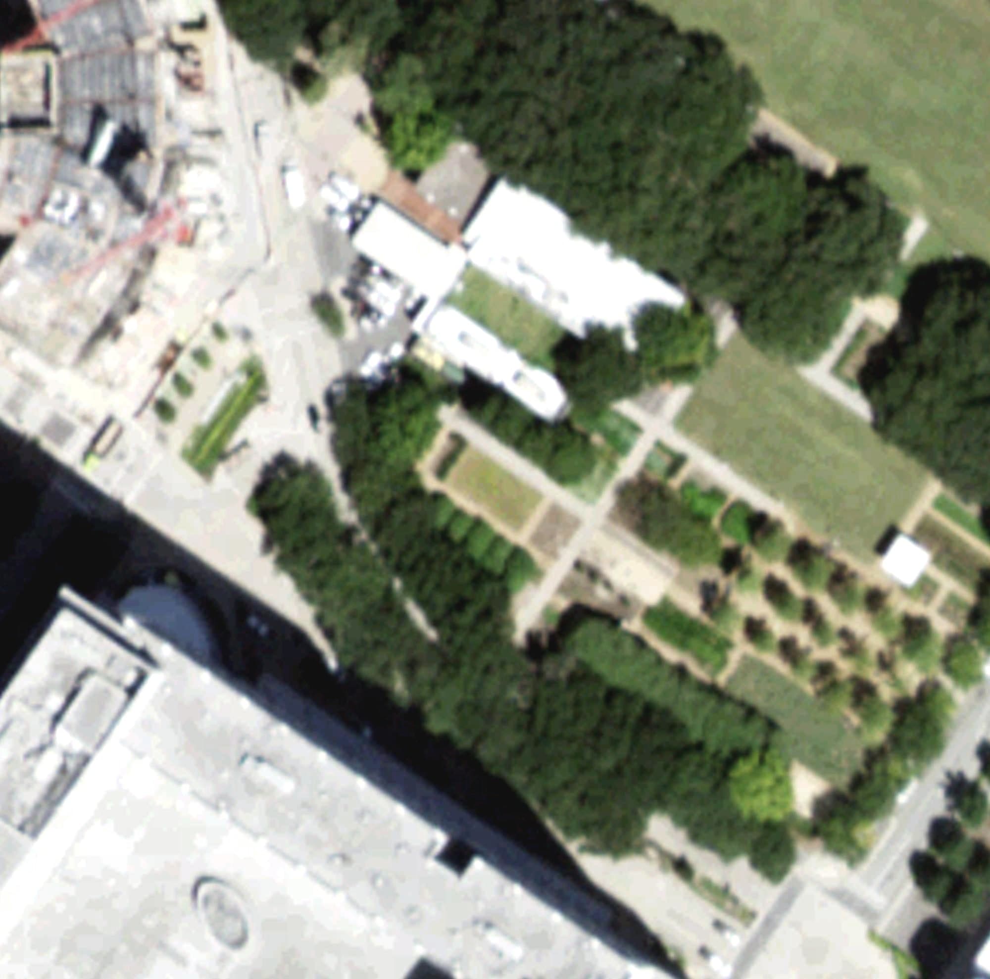 Aerial view of Hagstette Family Putting Green, TX, with its hole routing marked